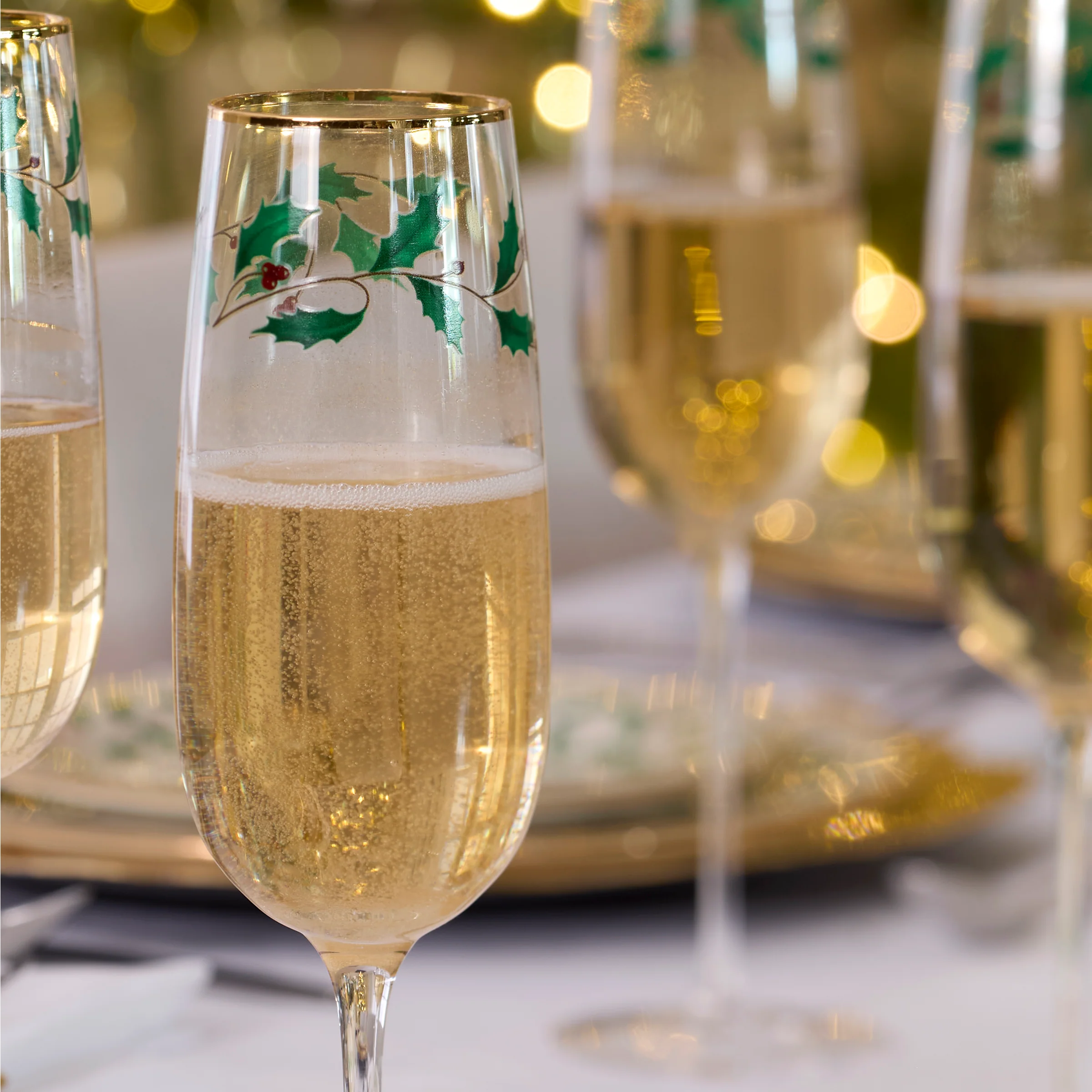Holiday Decal Flute Glasses, Set of 4 - Image 4