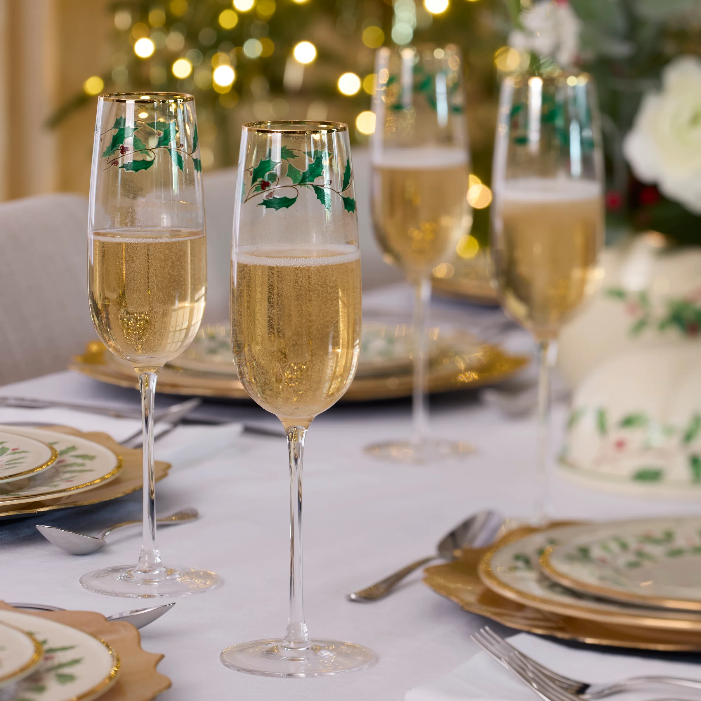 Holiday Decal Flute Glasses, Set of 4 - Image 5