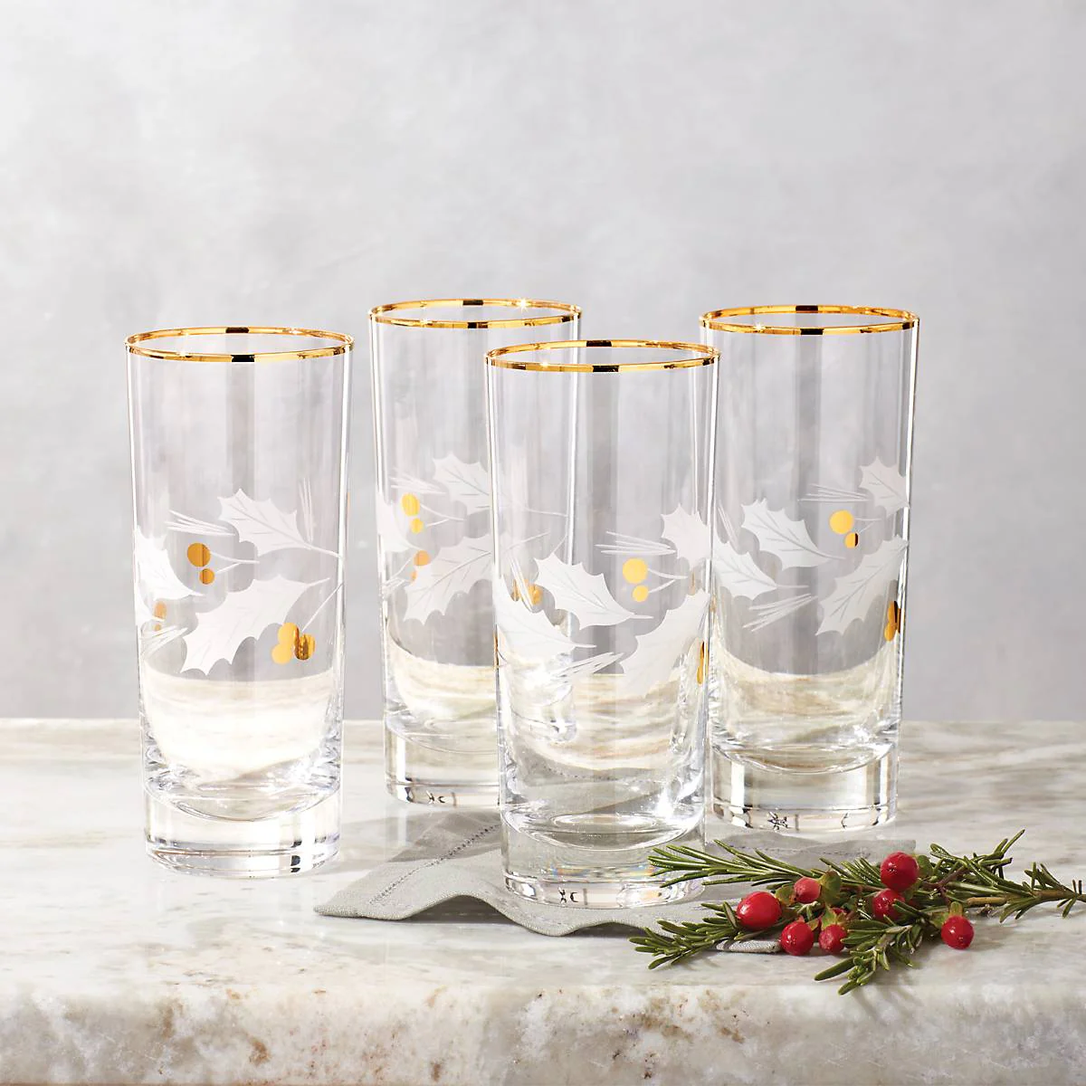 Holiday Gold Highball Glasses, Set of 4 - Image 4