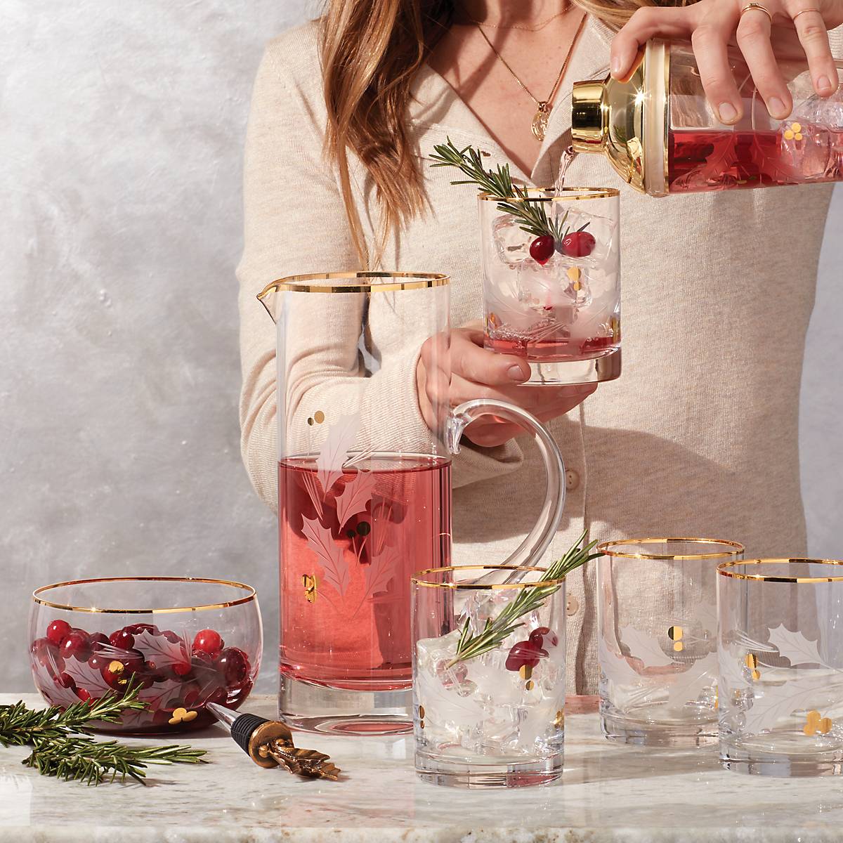 Holiday Gold Double Old Fashion Glasses, Set of 4 - Image 7