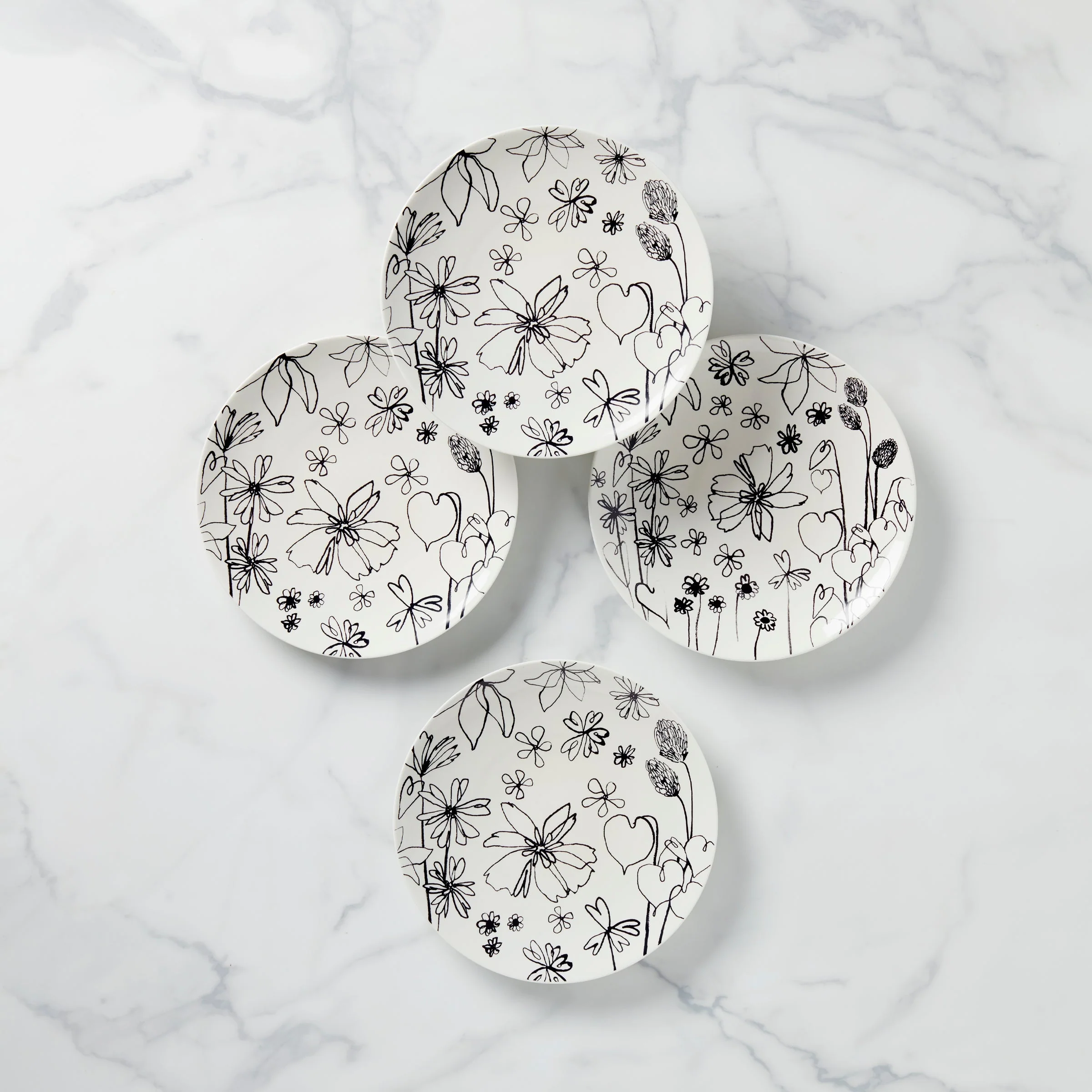 Garden Doodle Accent Plates, Set of 4