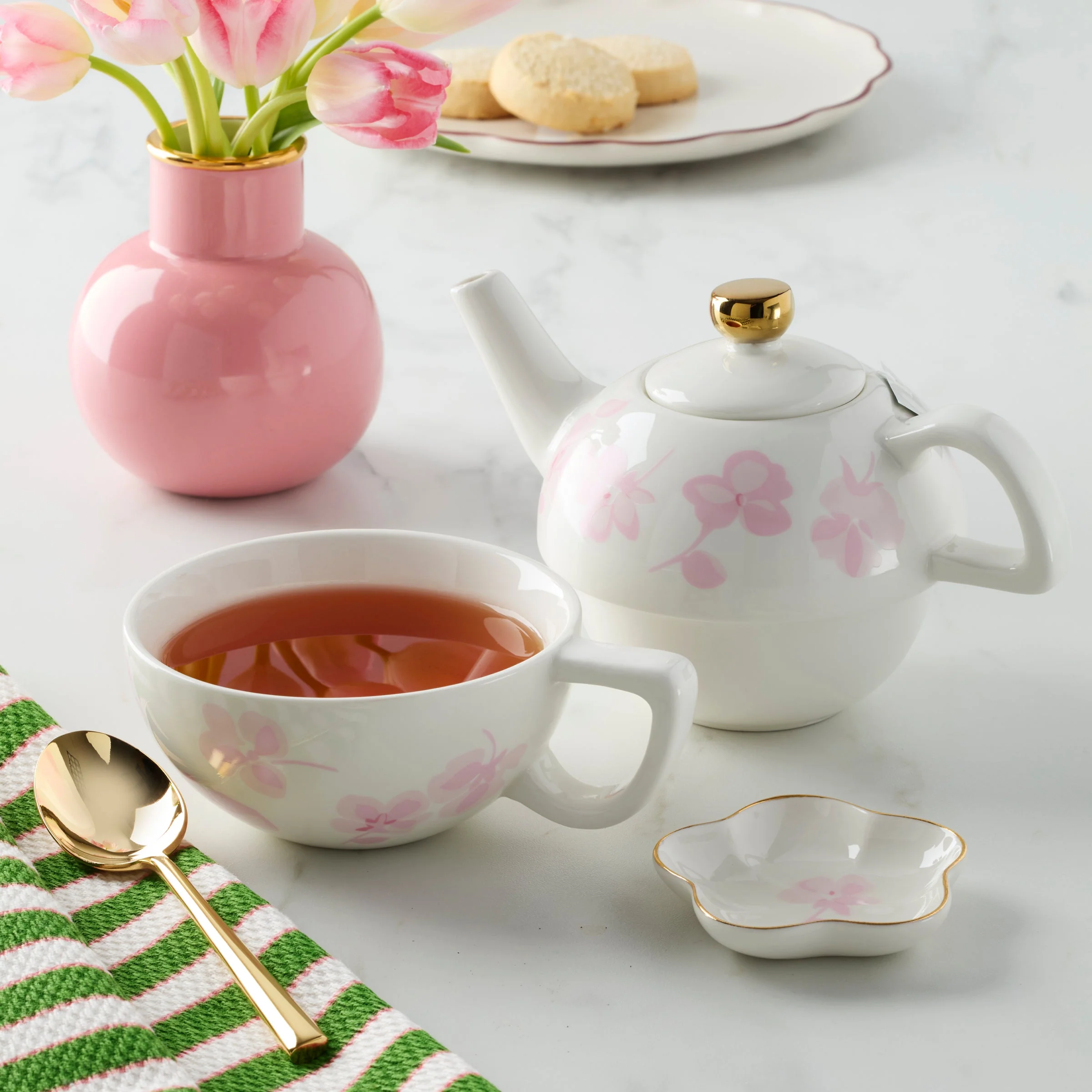 Spring Pansies Tea For One with Tea Bag Holder - Image 3