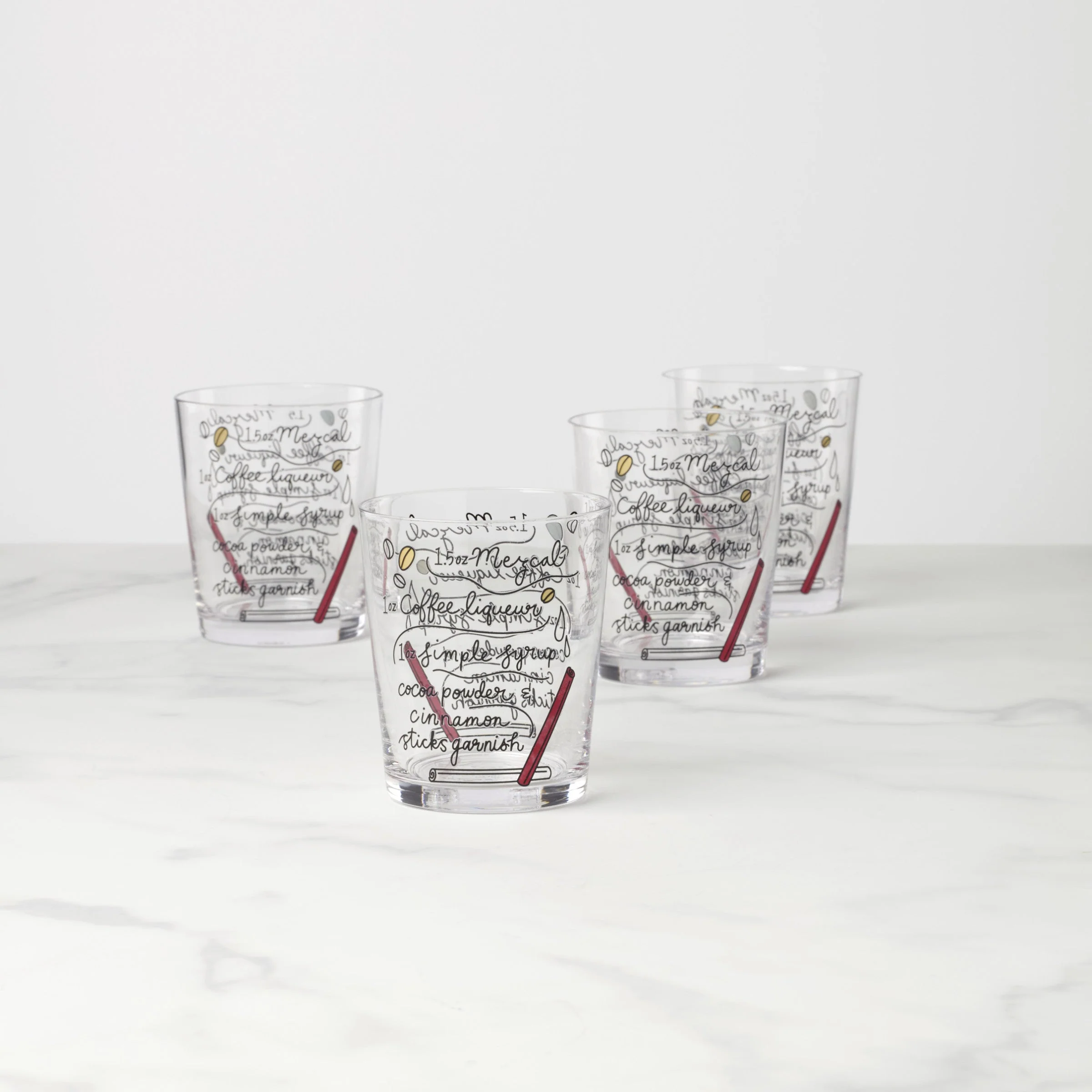 Make Merry Double Old Fashion Glasses, Set of 4