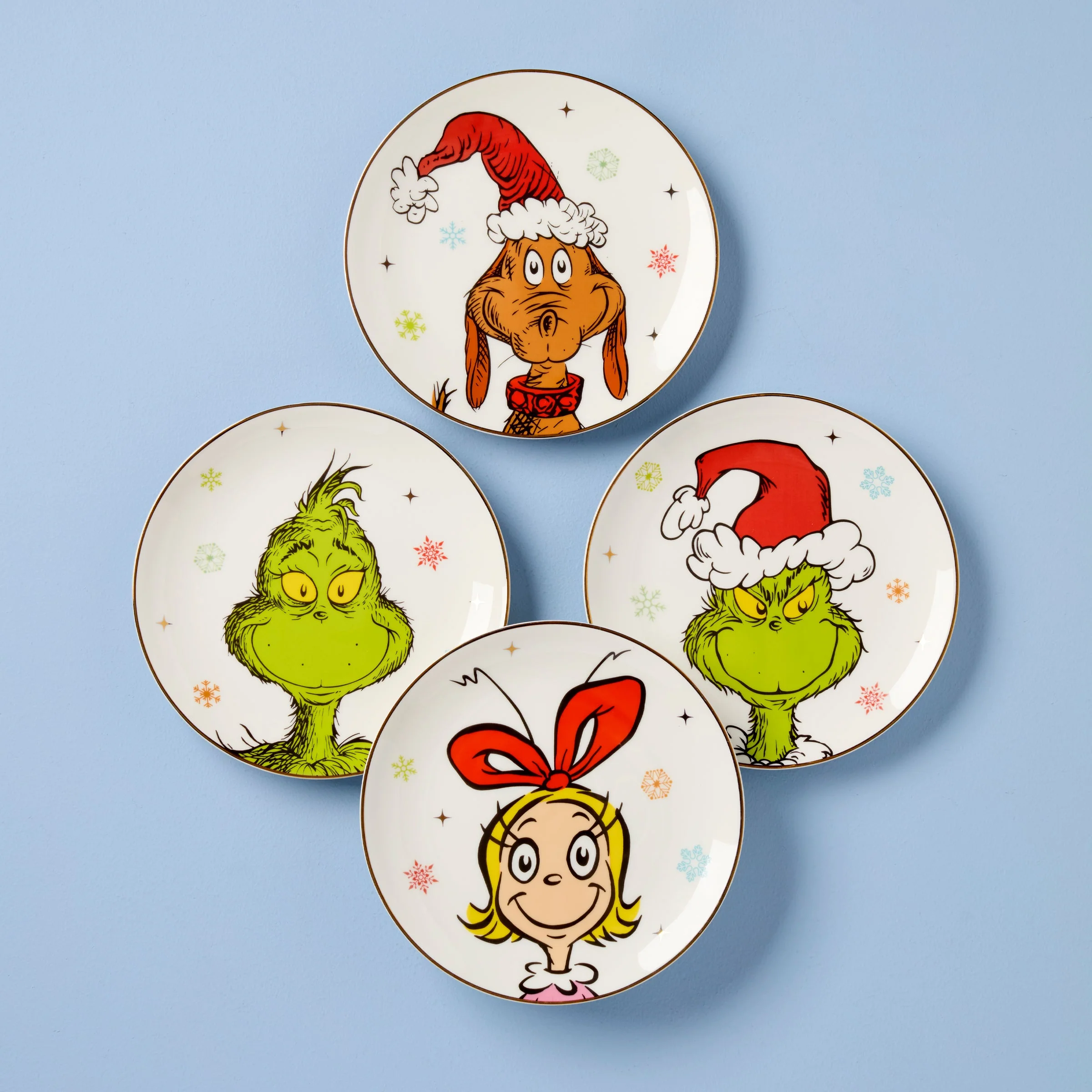 Merry Grinchmas Grinchie Grins Accent Plates, Set of 4