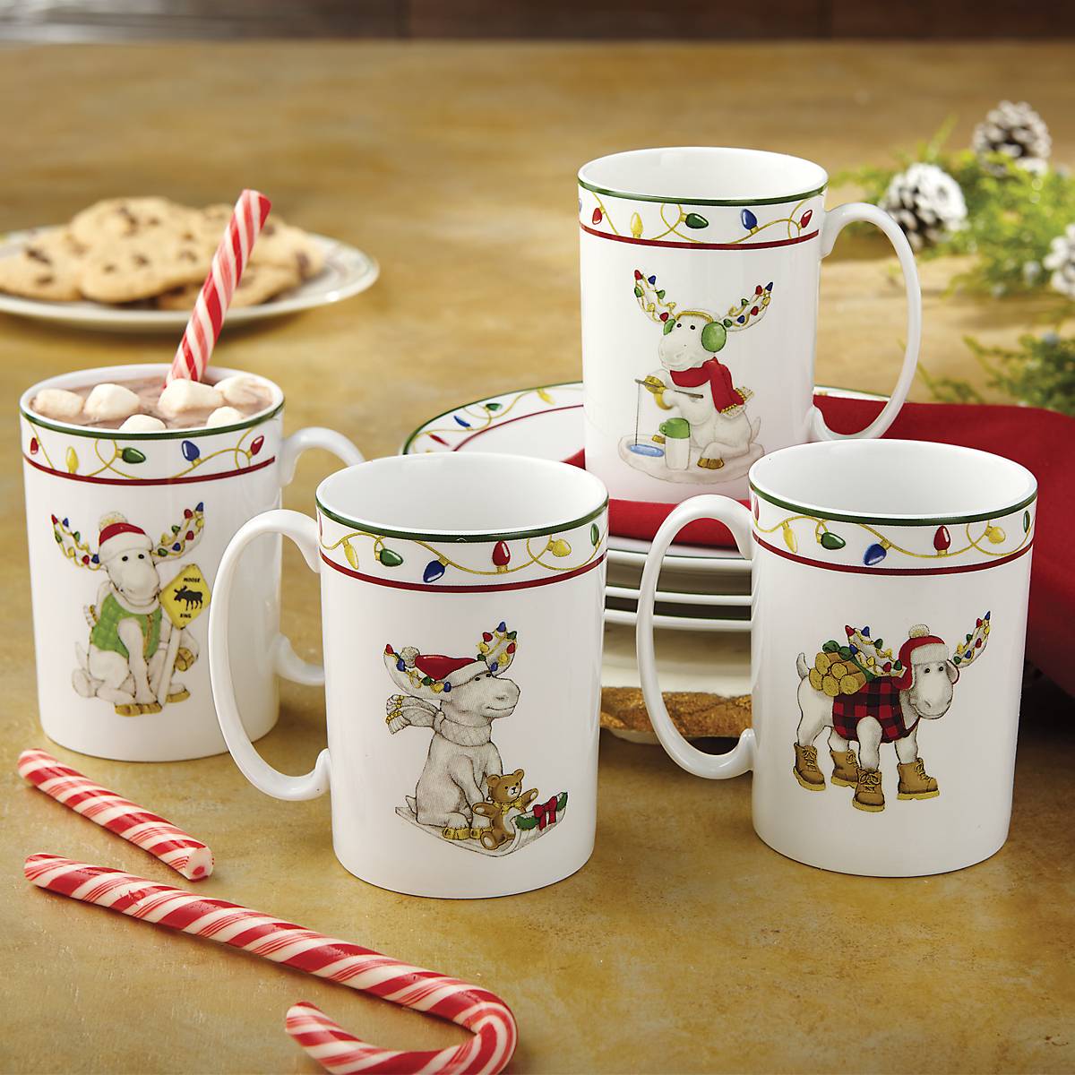 Merry Marcel Moose Mugs, Set of 4 - Image 3