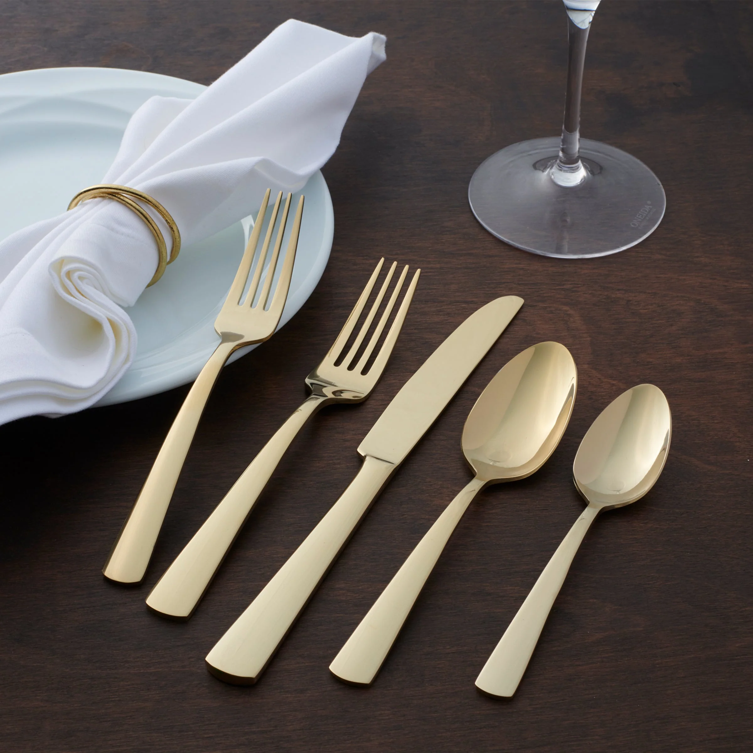 Aptitude Champagne Satin 20-Piece Flatware Set - Image 5