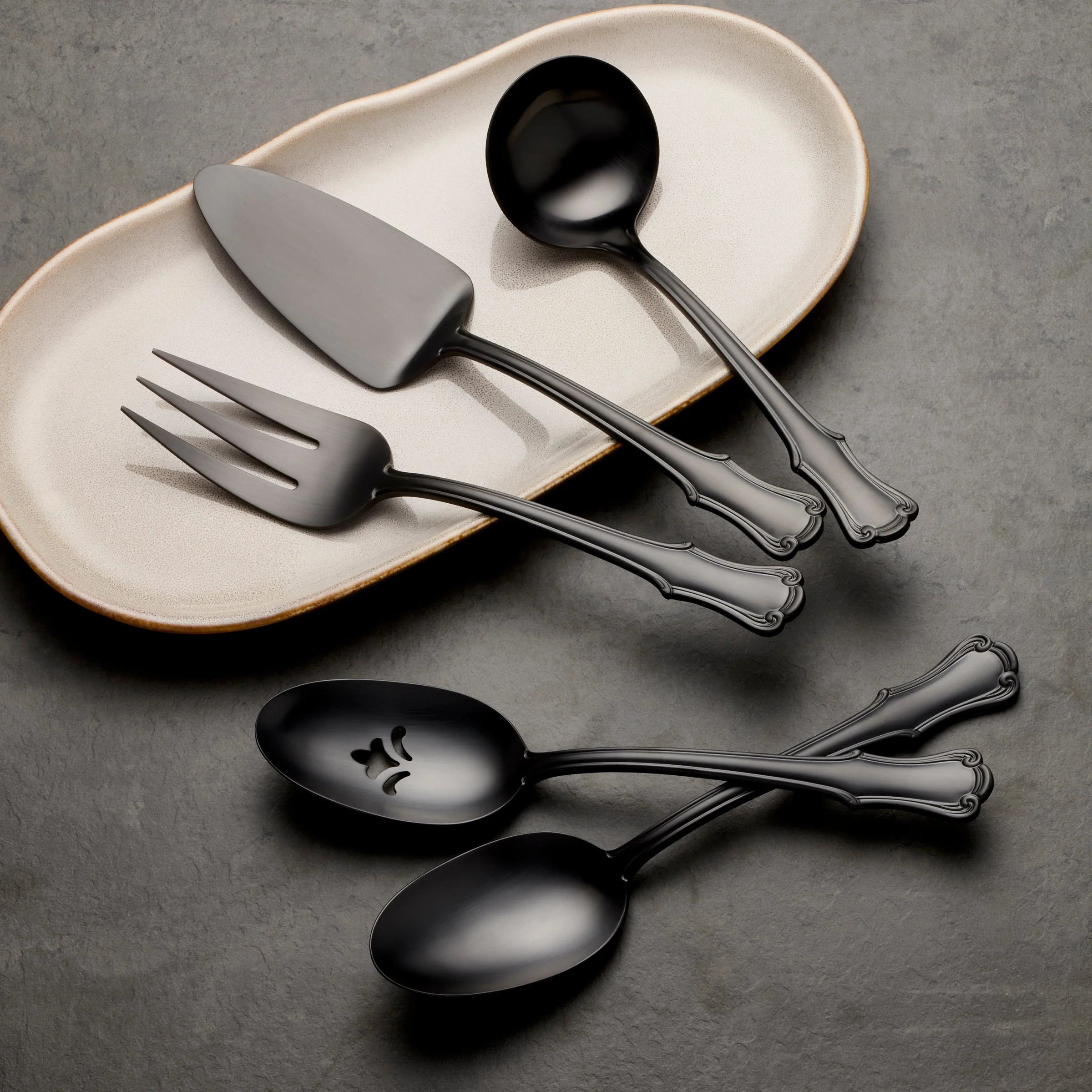 James Street Black Satin 5-Piece Hostess Set - Image 2