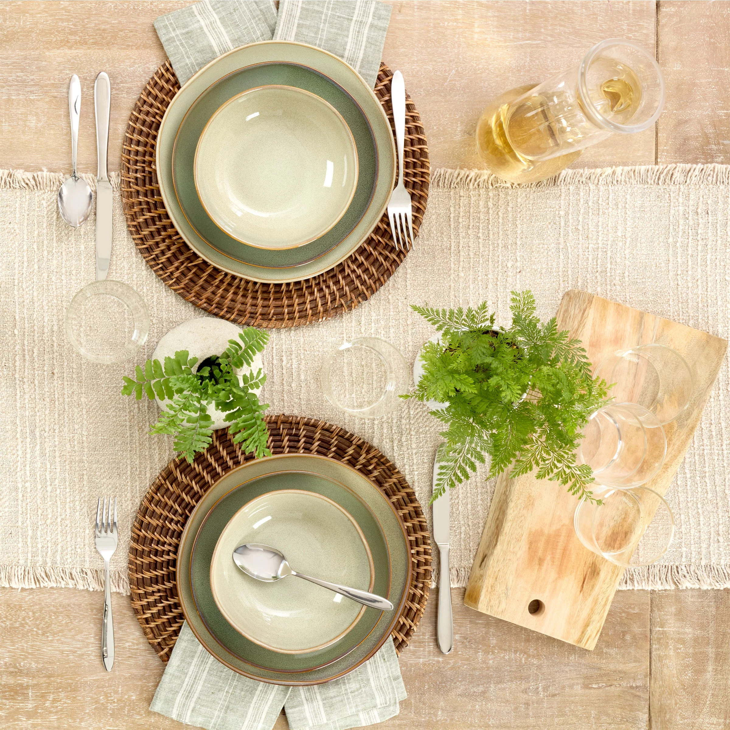 Organic Shades Sage Green 12-Piece Dinnerware Set - Image 4