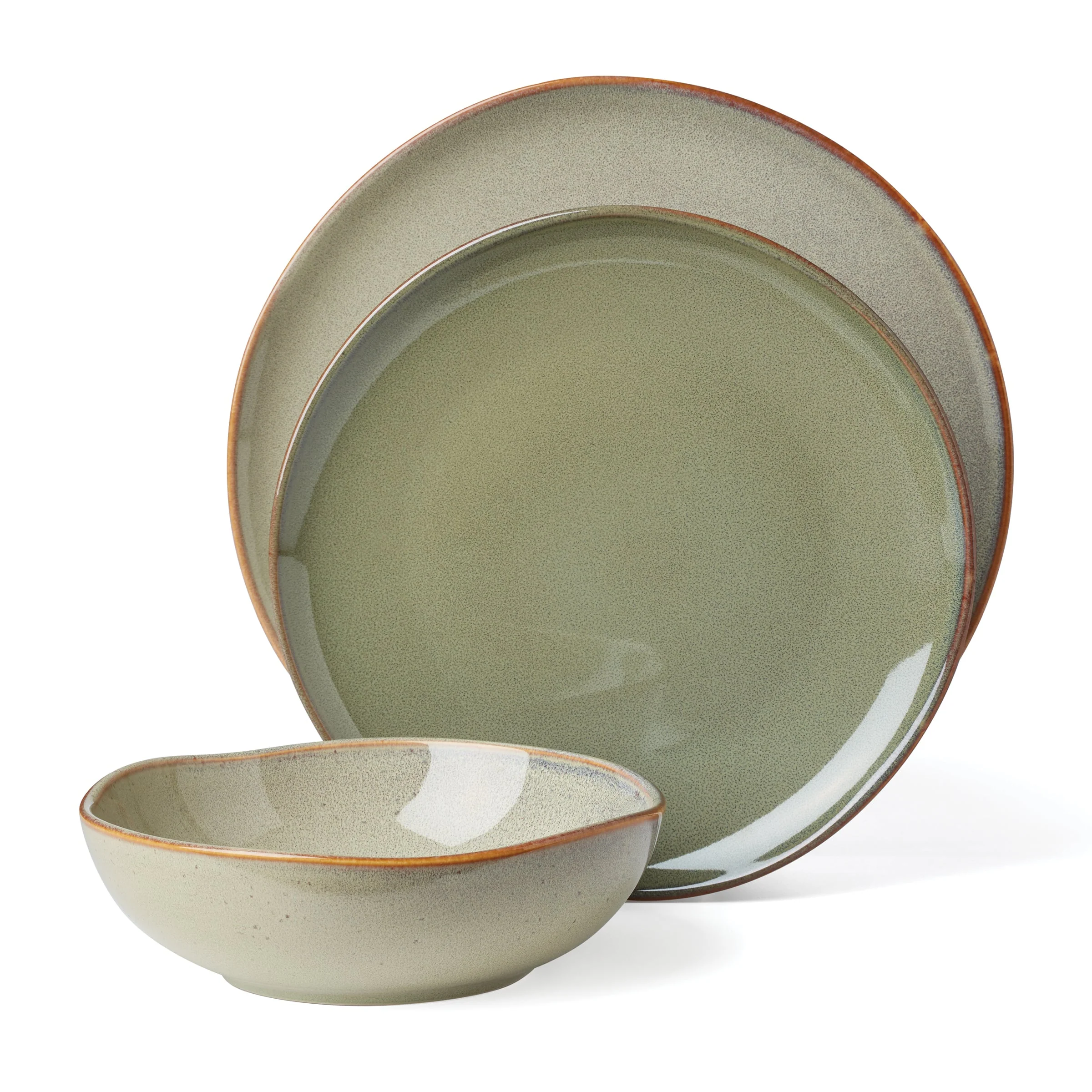 Organic Shades Sage Green 12-Piece Dinnerware Set - Image 5