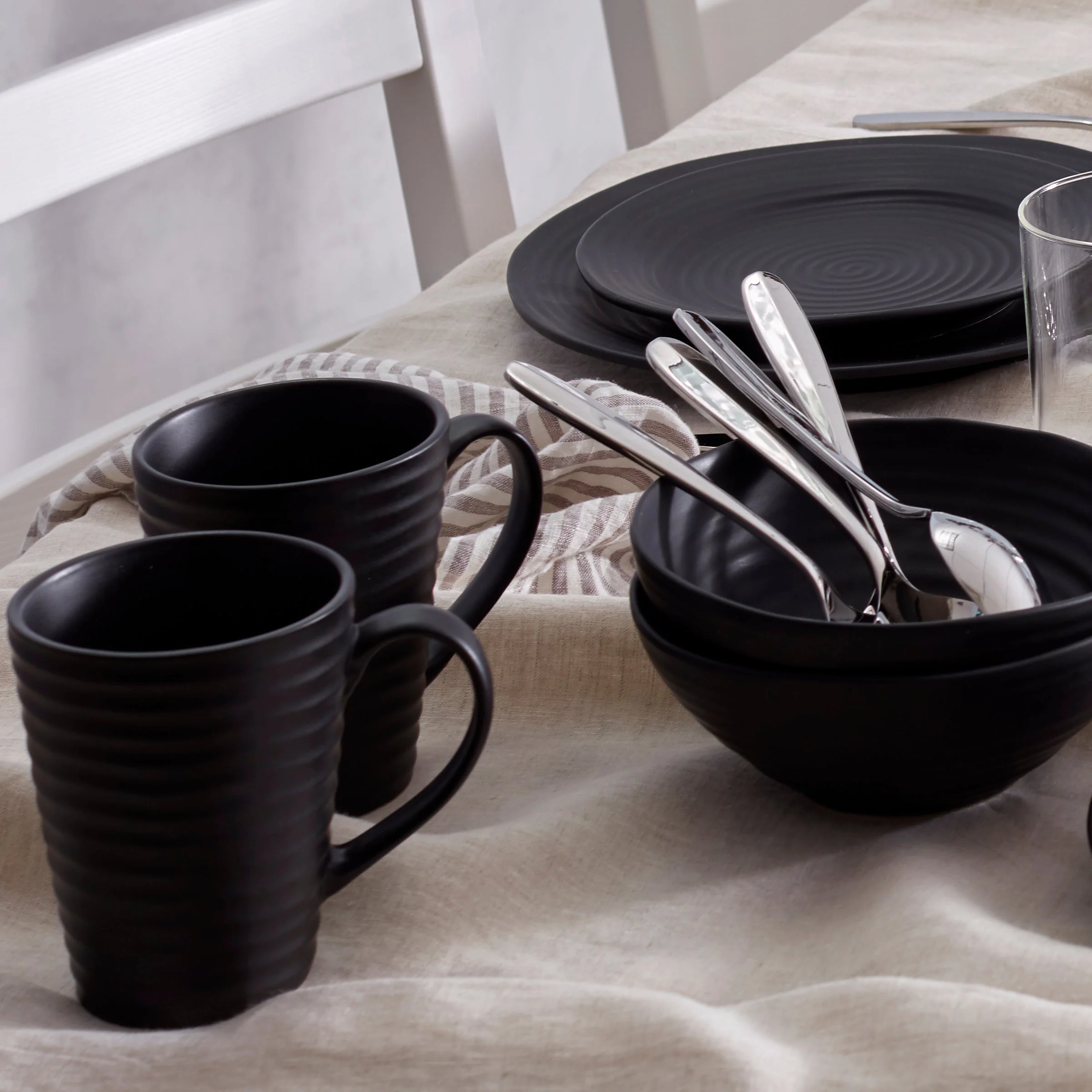 Ridge Black Mugs, Set of 4 - Image 2