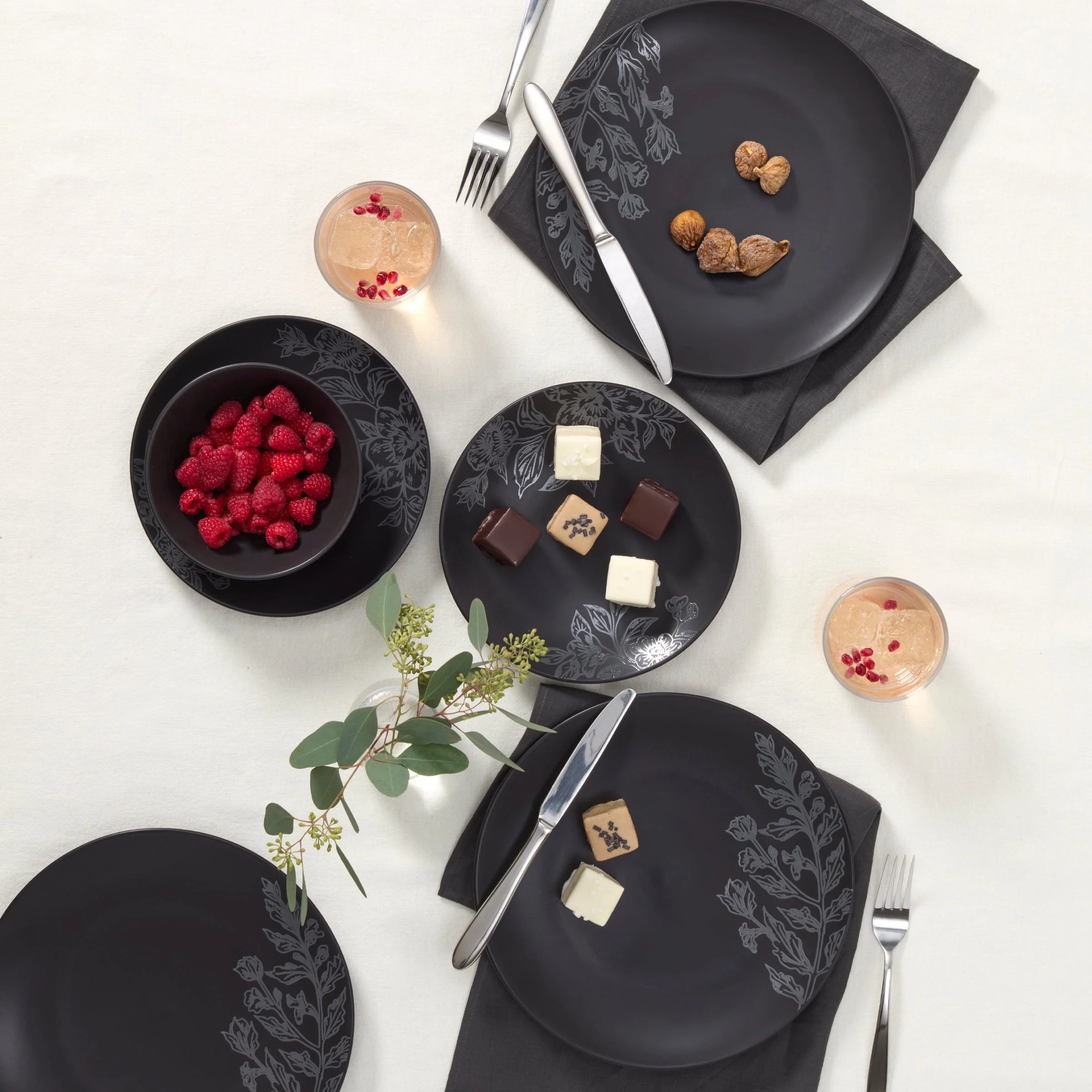 Roseto Charcoal 12-Piece Dinnerware Set - Image 3