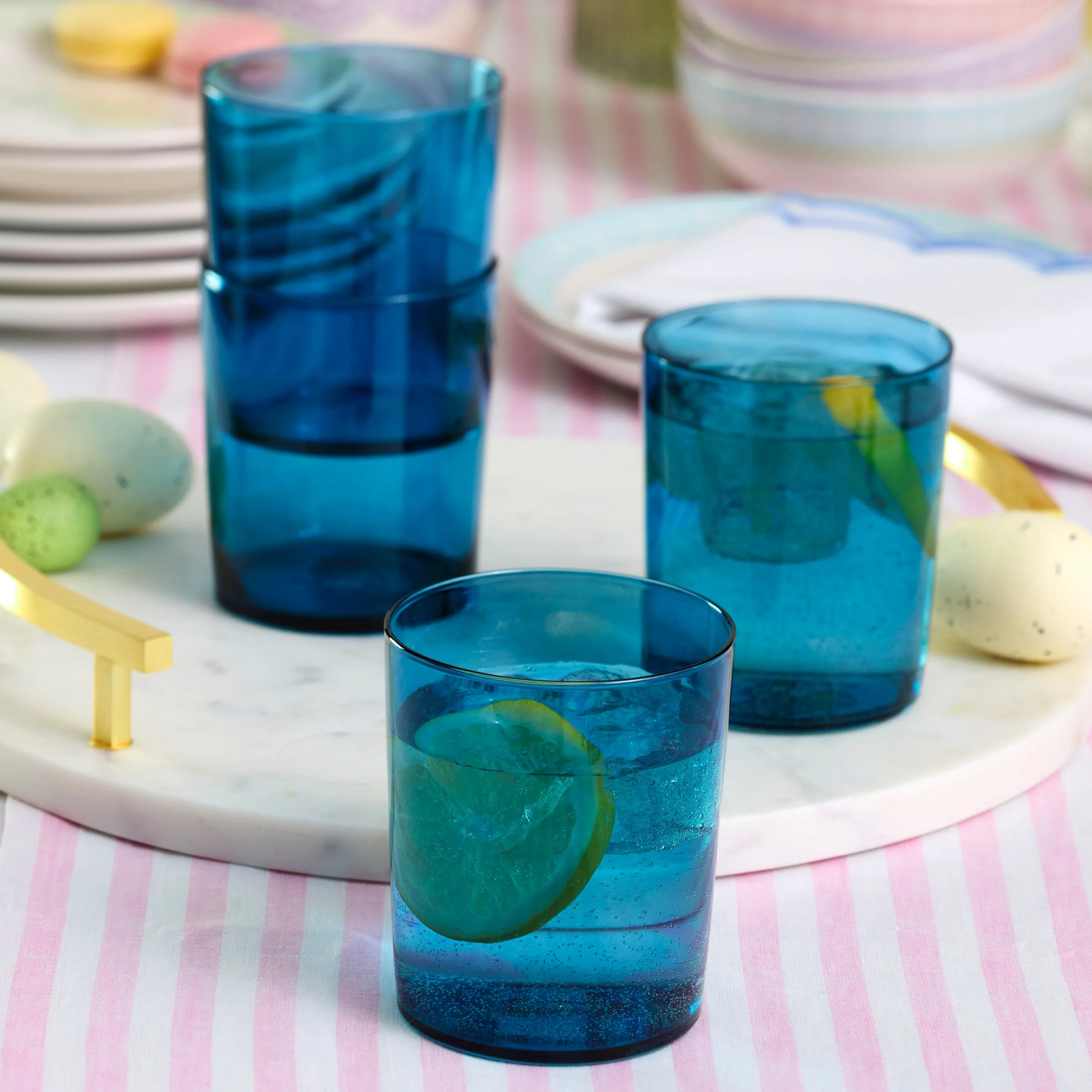 Bunny Hop Stackable Blue Tall Glasses, Set of 6 - Image 2