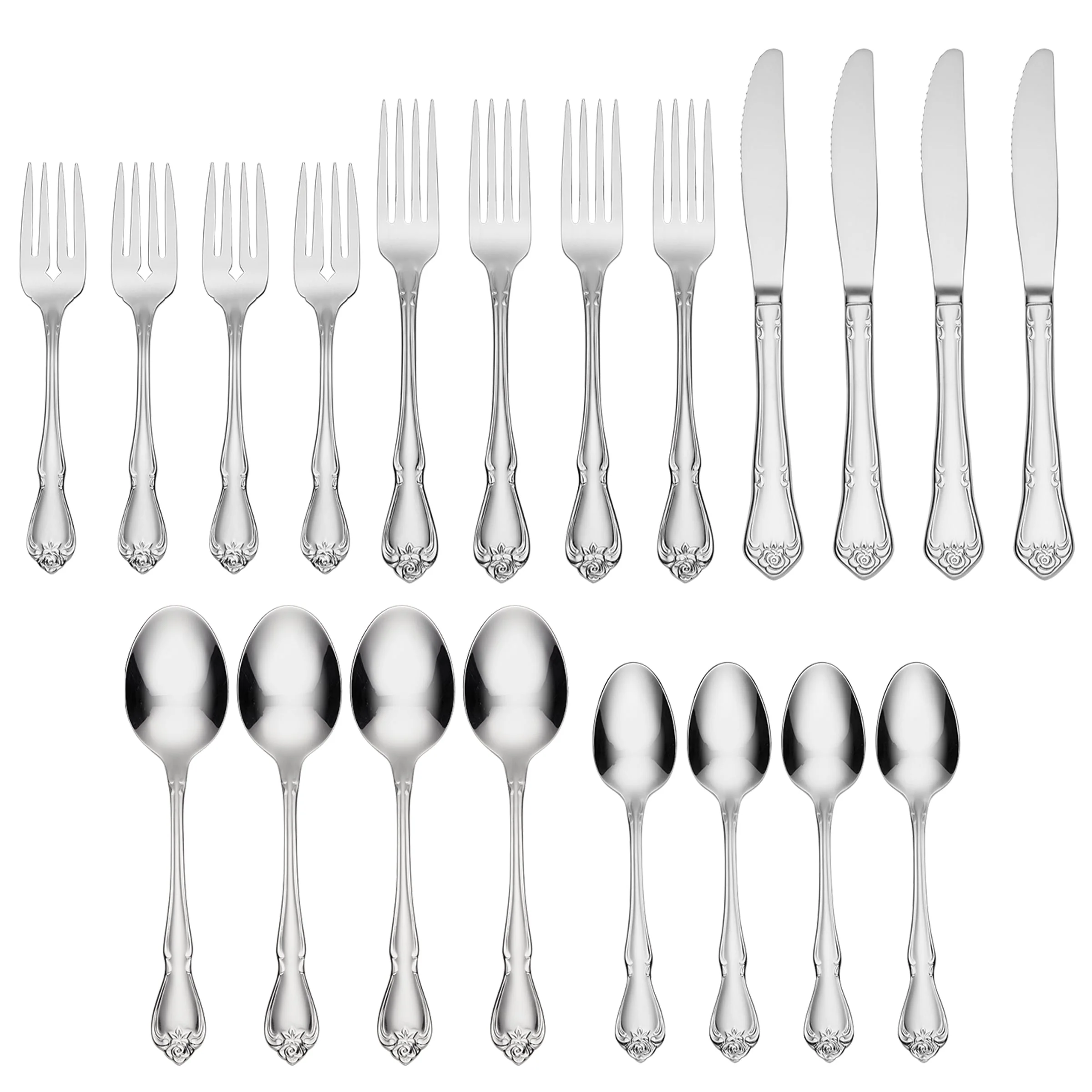 True Rose 20-Piece Everyday Flatware Set, Service For 4 - Image 2