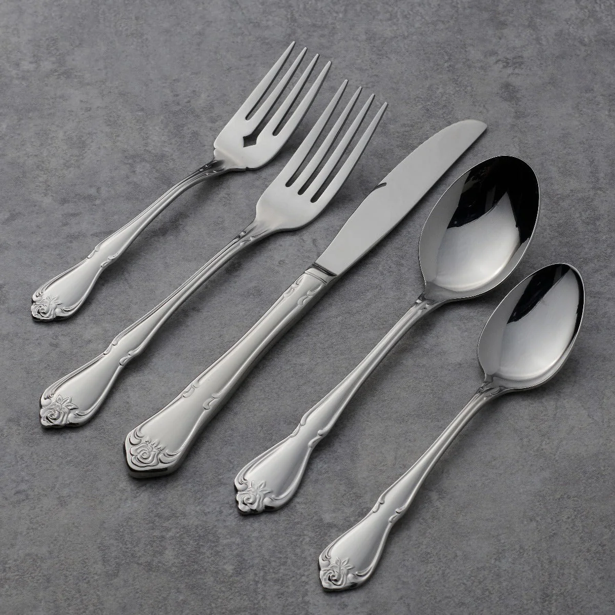 True Rose 45 Piece Everyday Flatware Set, Service For 8 - Image 2