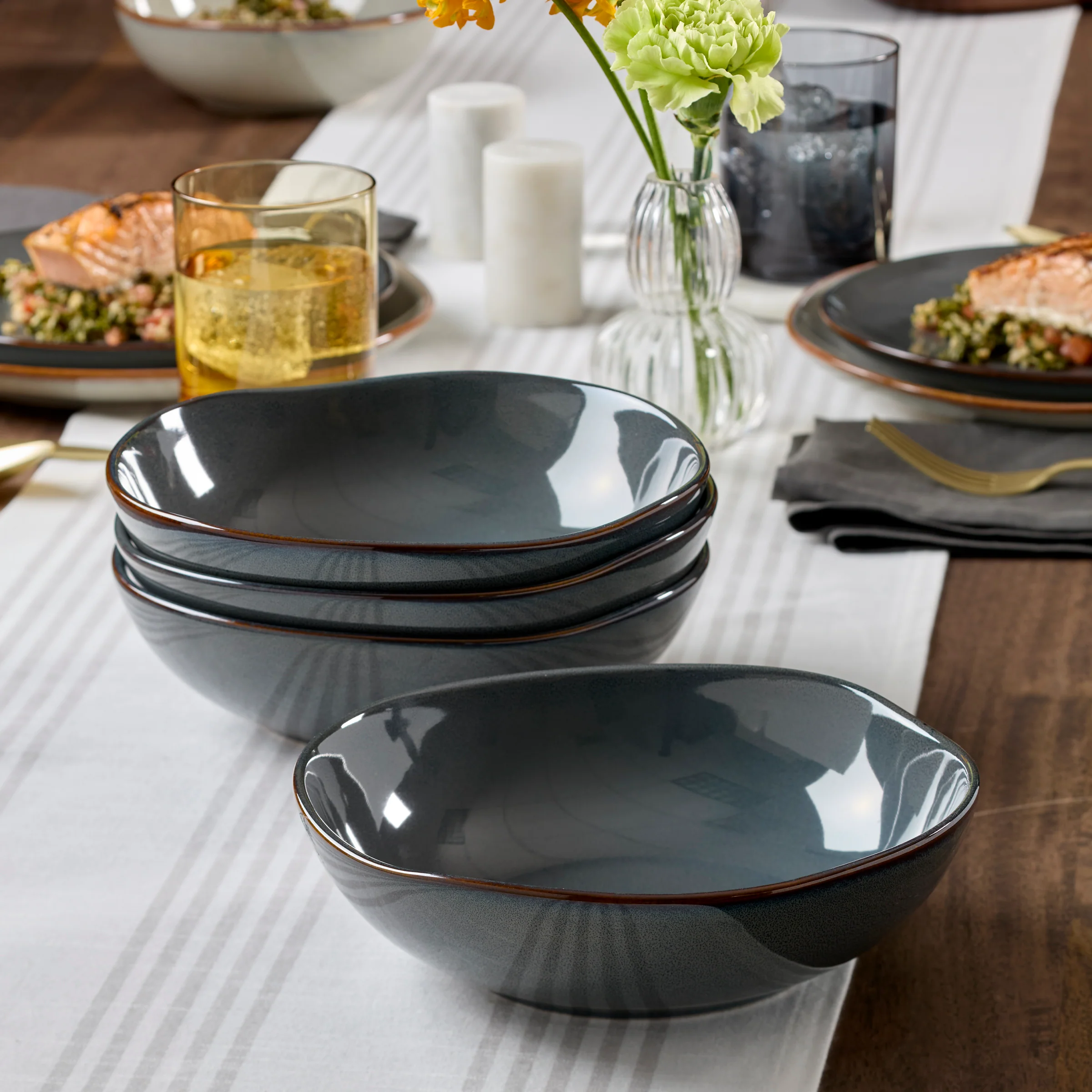 Organic Shades Gray Pasta Bowls, Set of 4 - Image 2