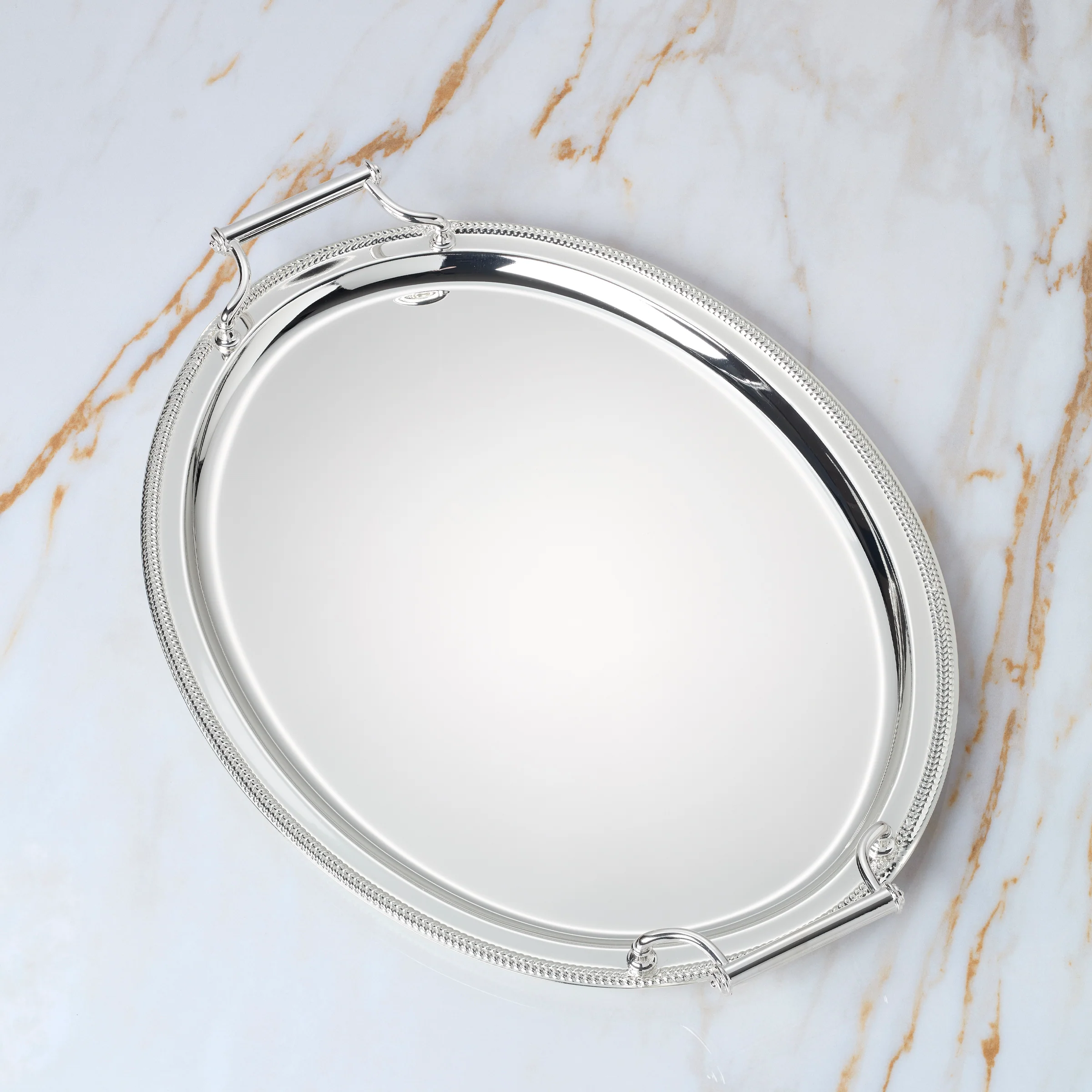 Gallery Oval Silverplate Tray with Handles