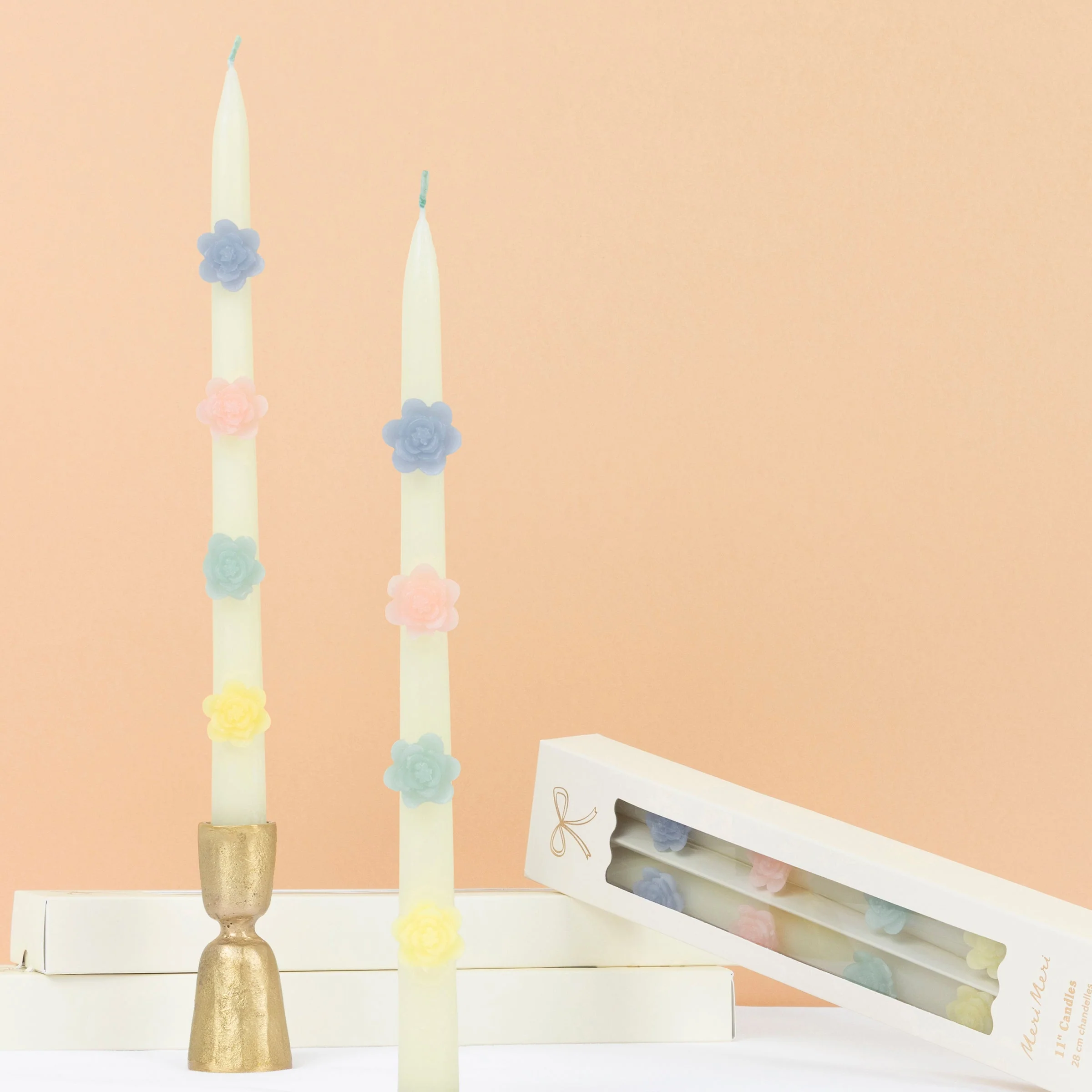 Pastel Flowers Taper Candles, Set of 2 - Image 4