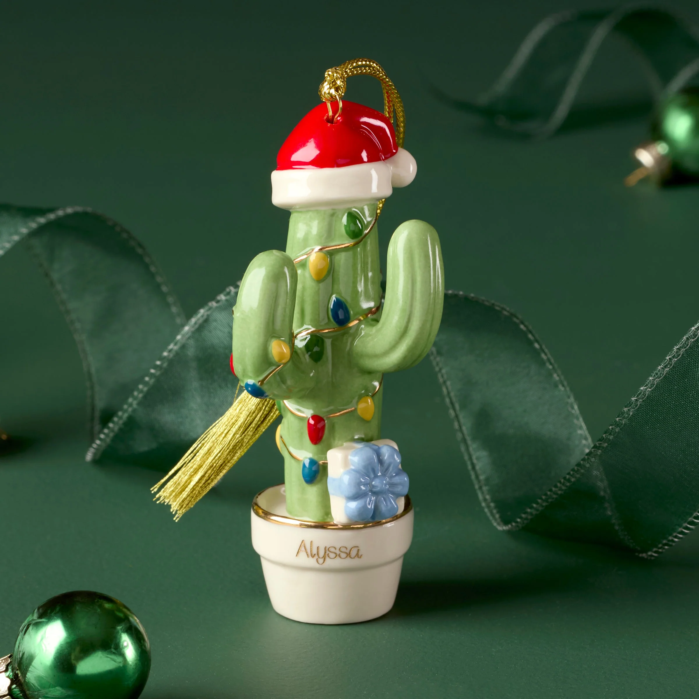 Personalized Christmas Cactus Ornament - Image 2