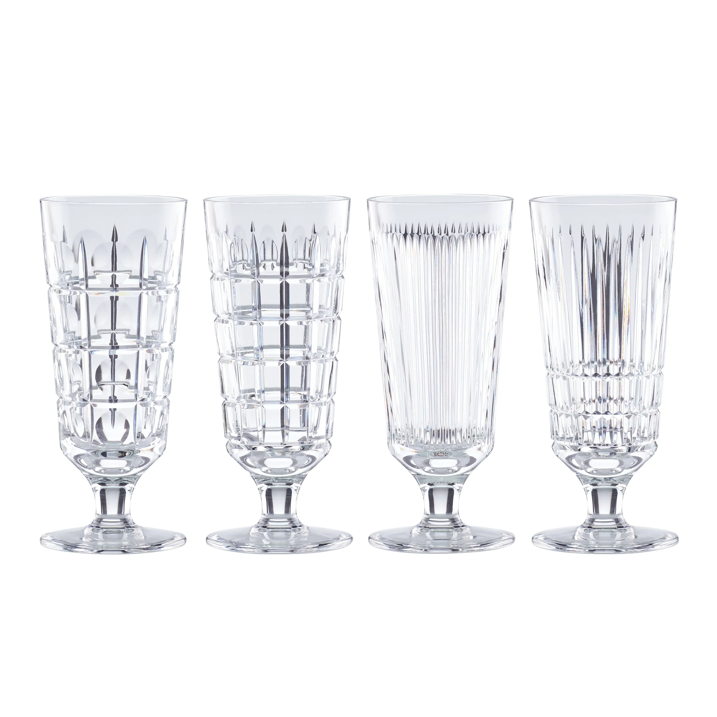 New Vintage Crystal Iced Beverage Glasses, Set of 4