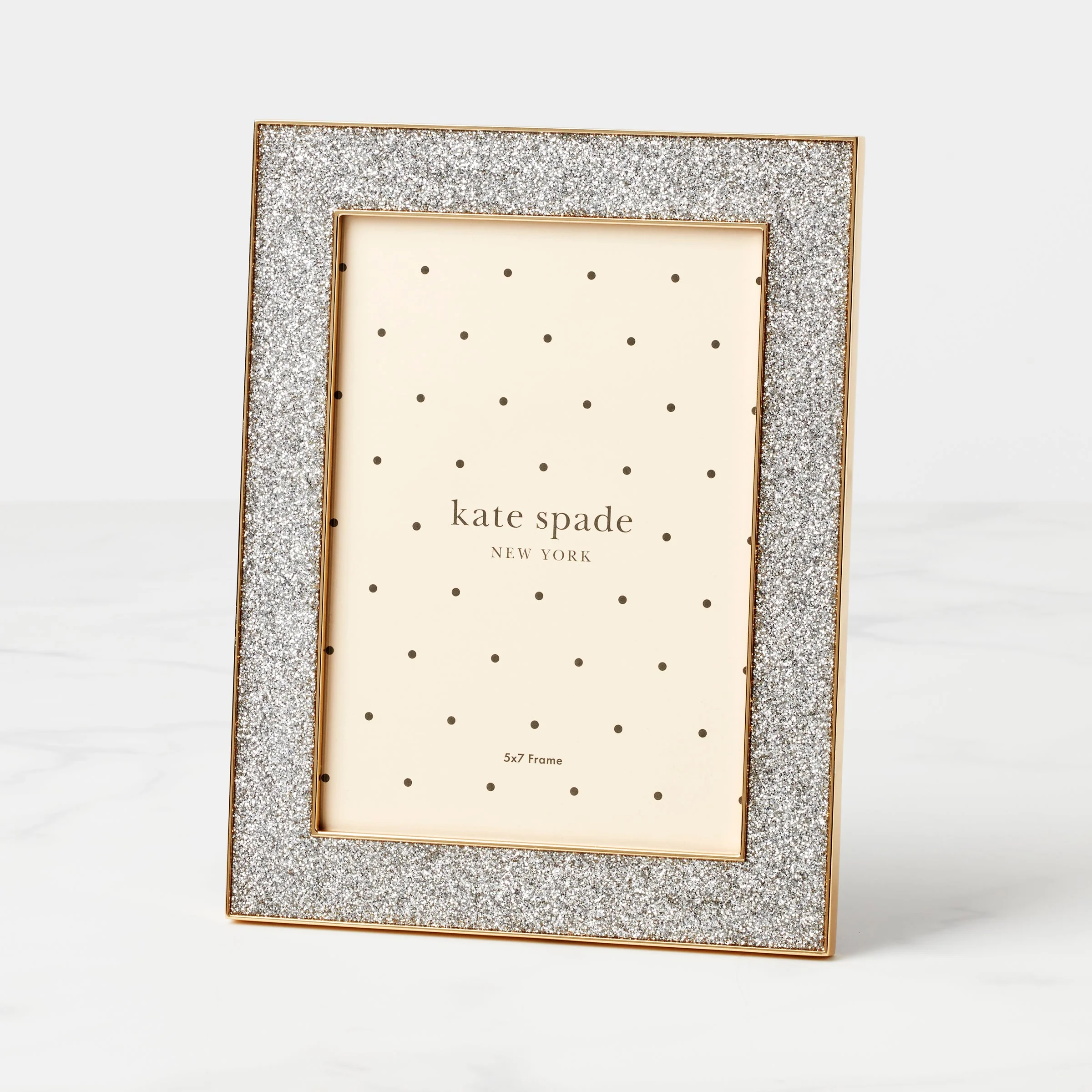 Sitting Pretty Silver Glitter 5x7 Photo Frame