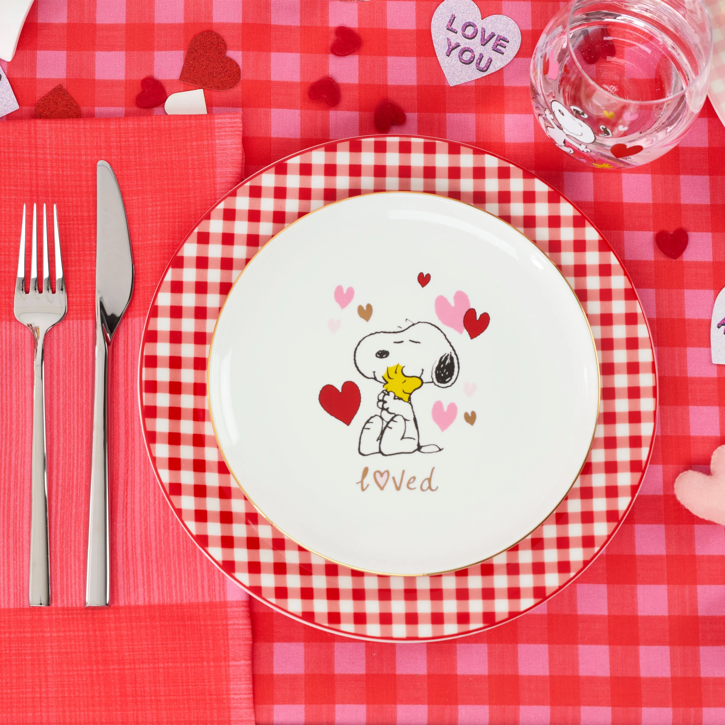 Gingham Red Dinner Plates, Set of 4 - Image 4