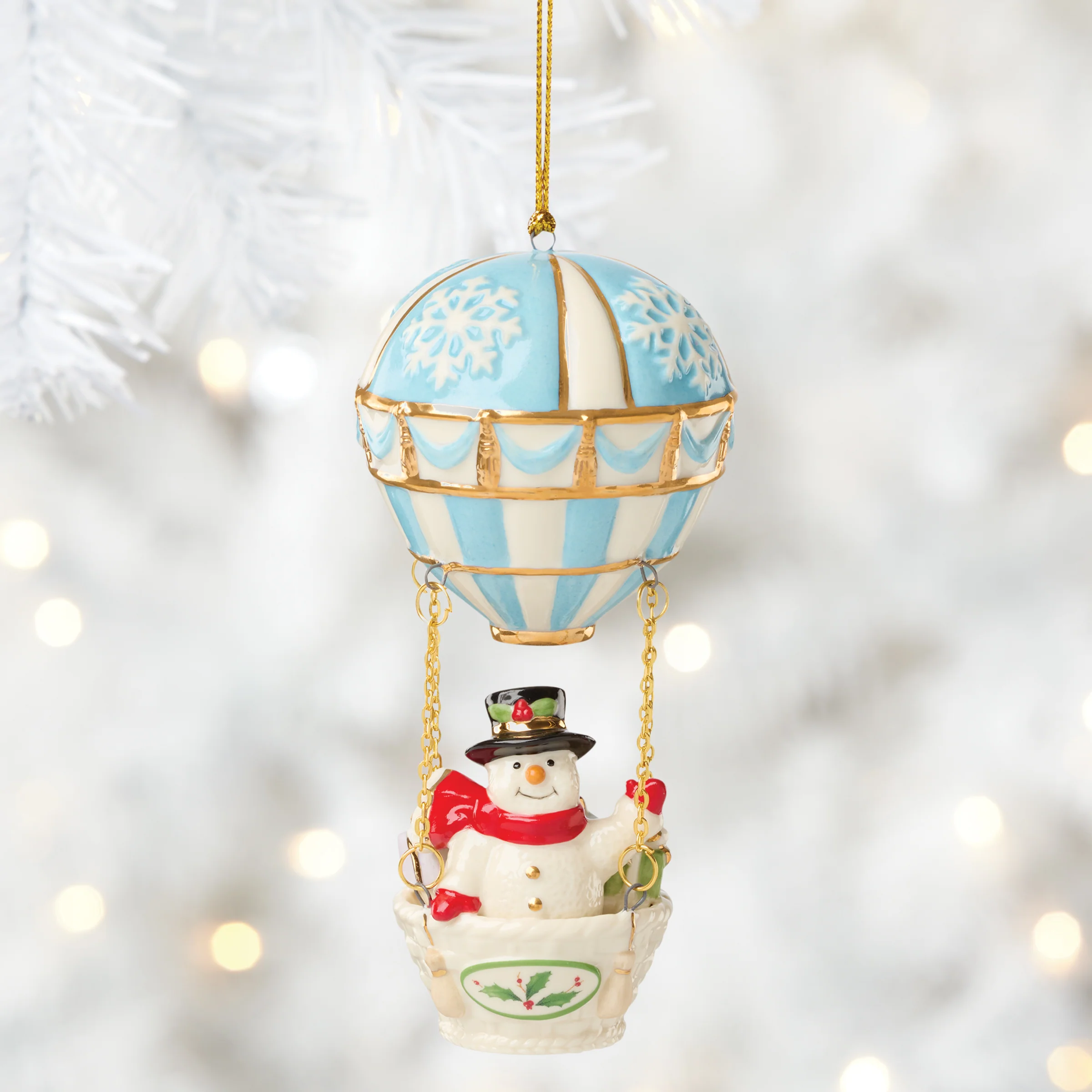 Snowman Hot Air Balloon Ornament - Image 3