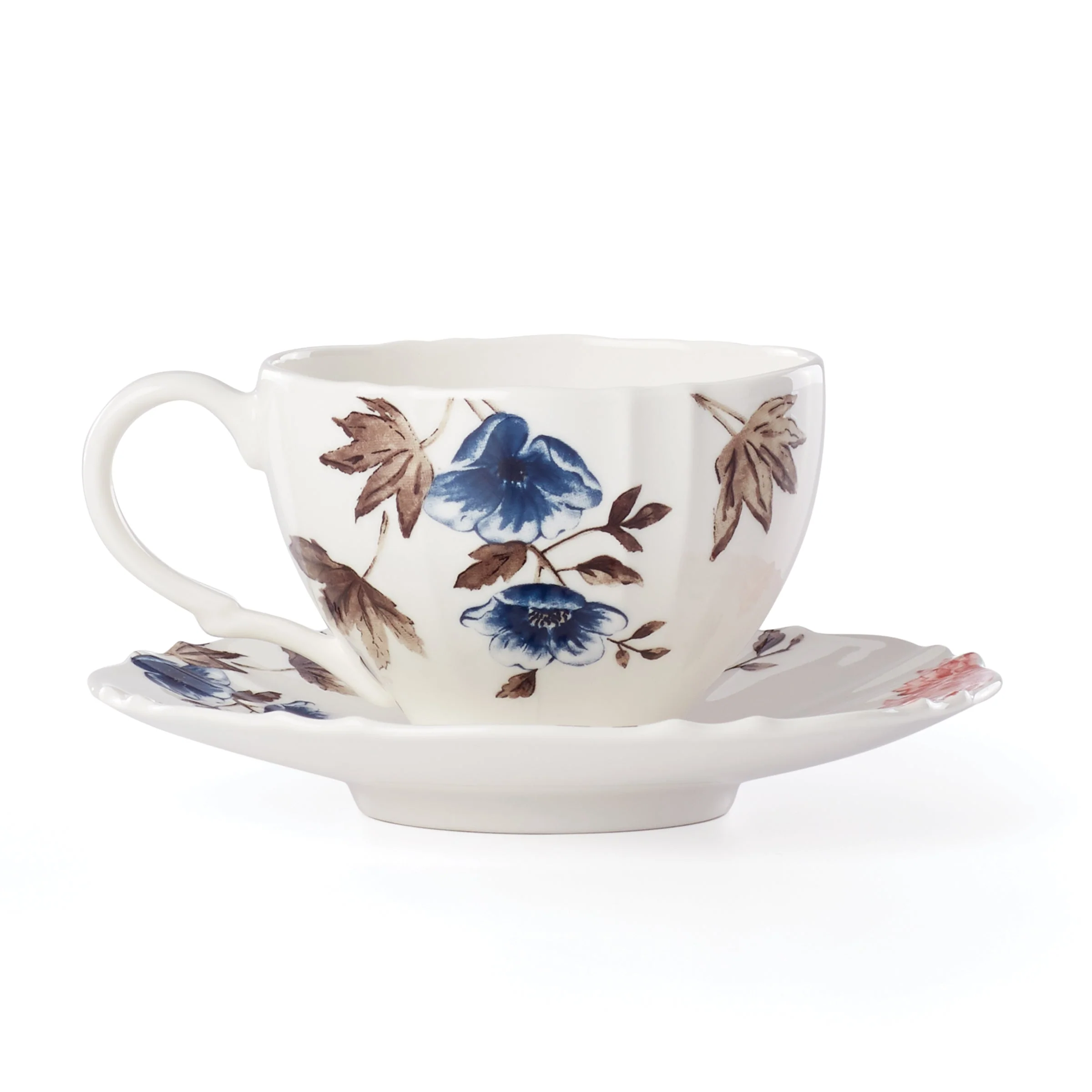 Sprig & Vine White Teacup & Saucer - Image 2