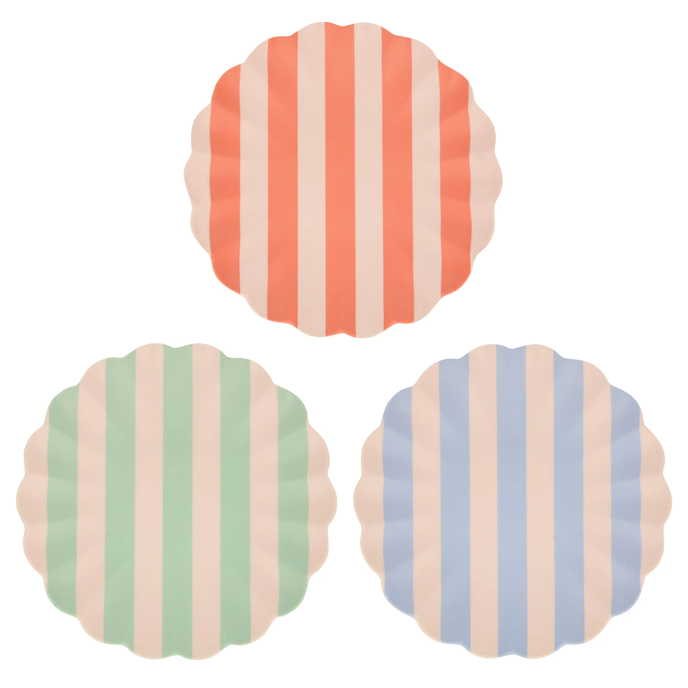 Stripey Assorted Bamboo Large Plates, Set of 6
