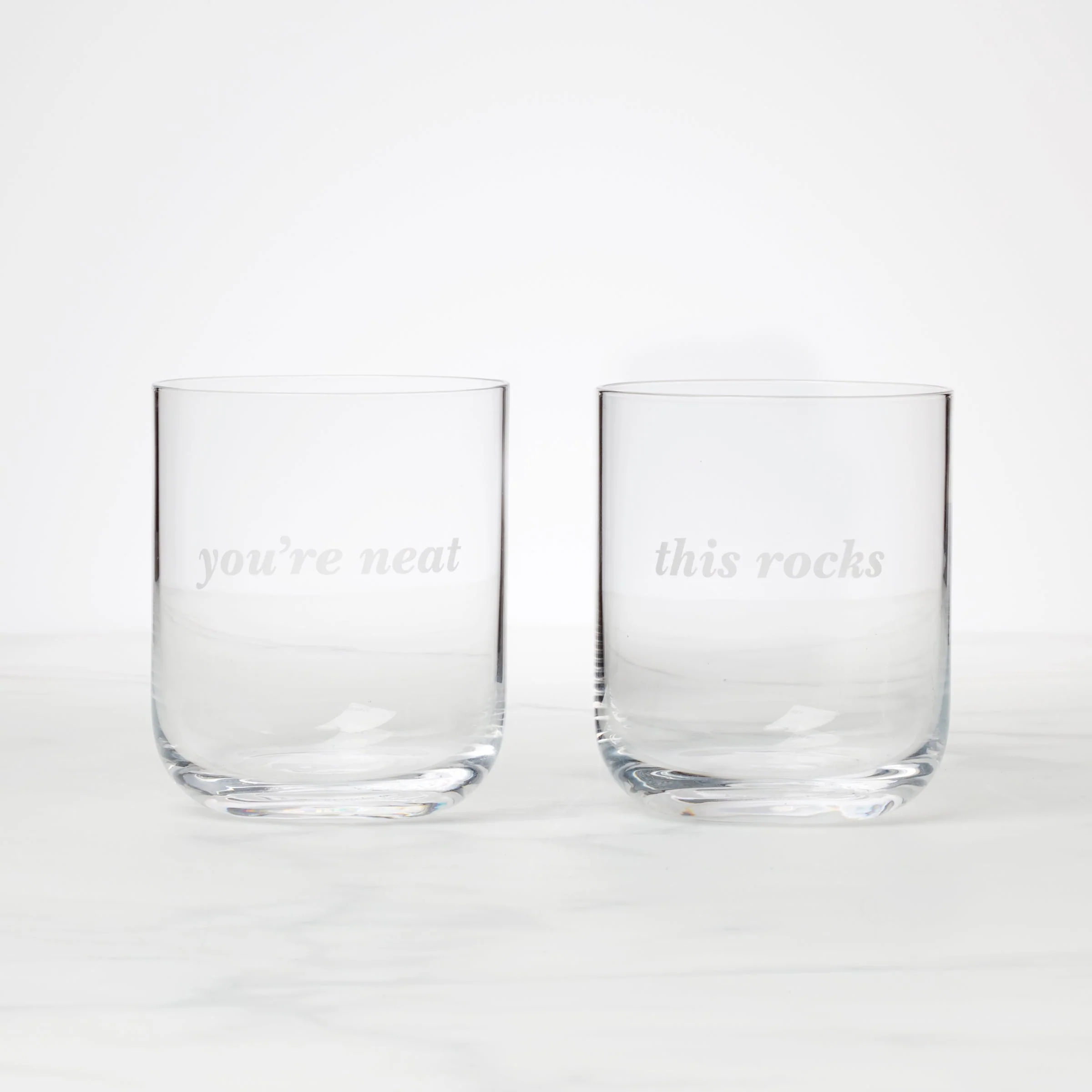 This Rocks & You're Neat Double Old Fashion Glasses, Set of 2