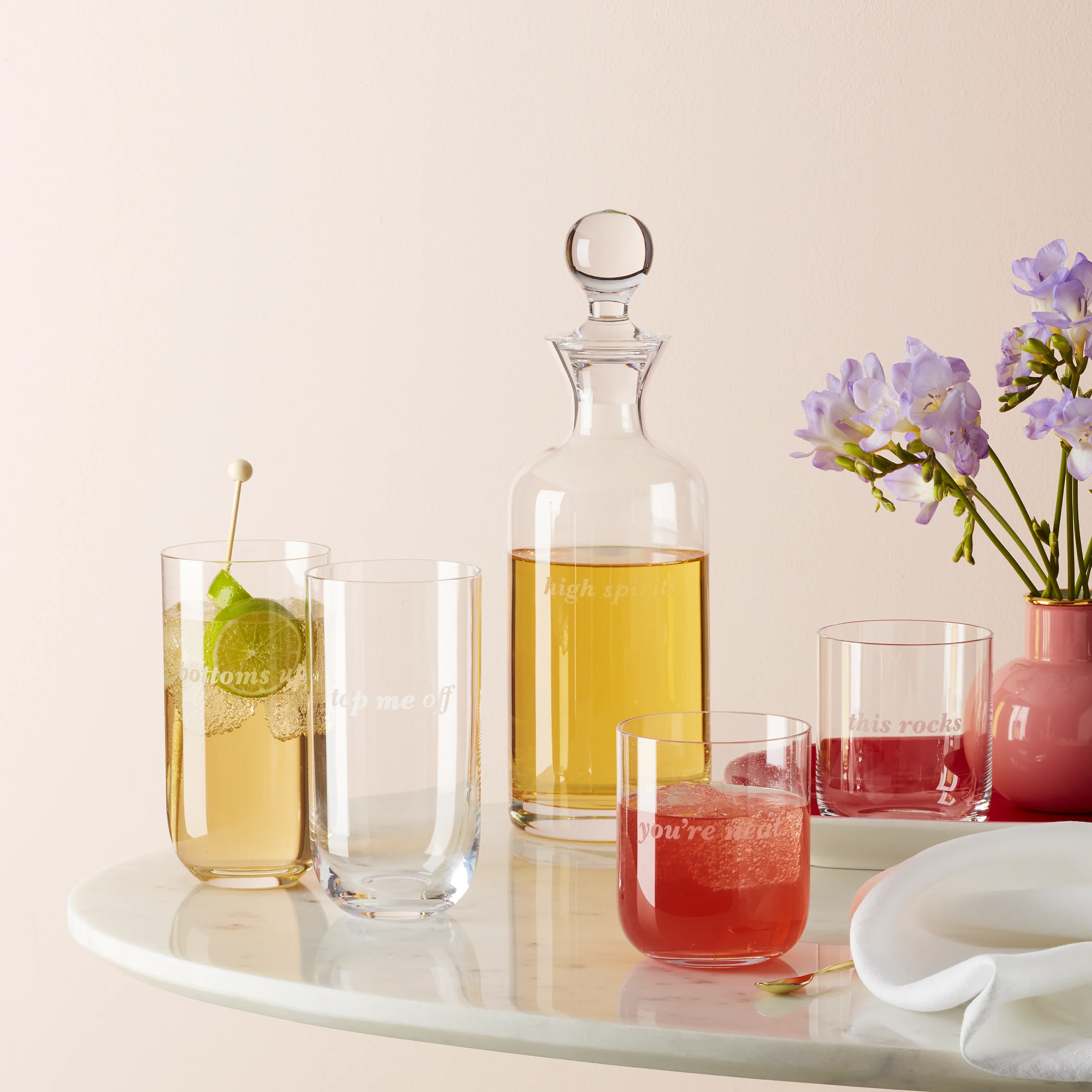 Bottoms Up & Top Me Off Highball Glasses, Set of 2 - Image 2