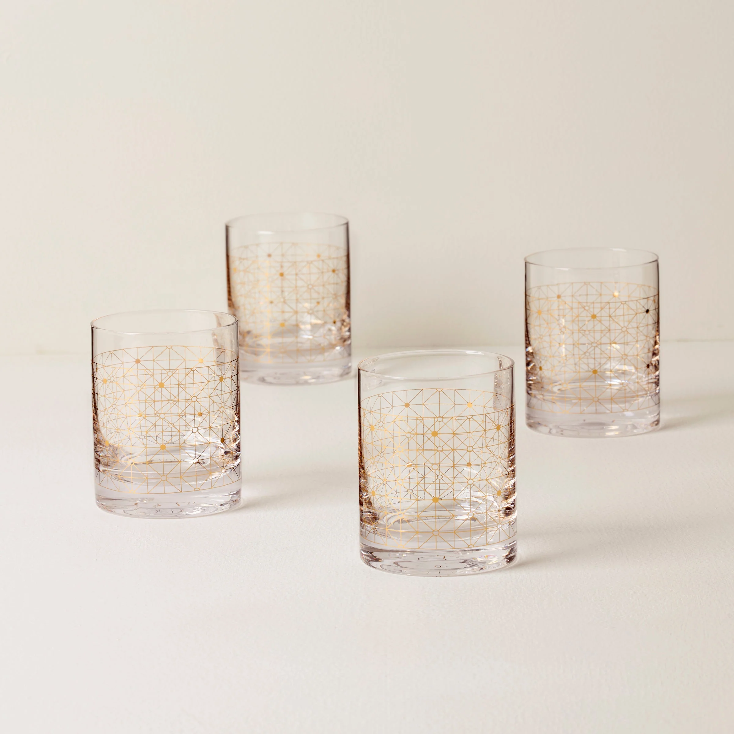 Tuscany Classics Gold Dust Double Old Fashion Glasses, Set of 4