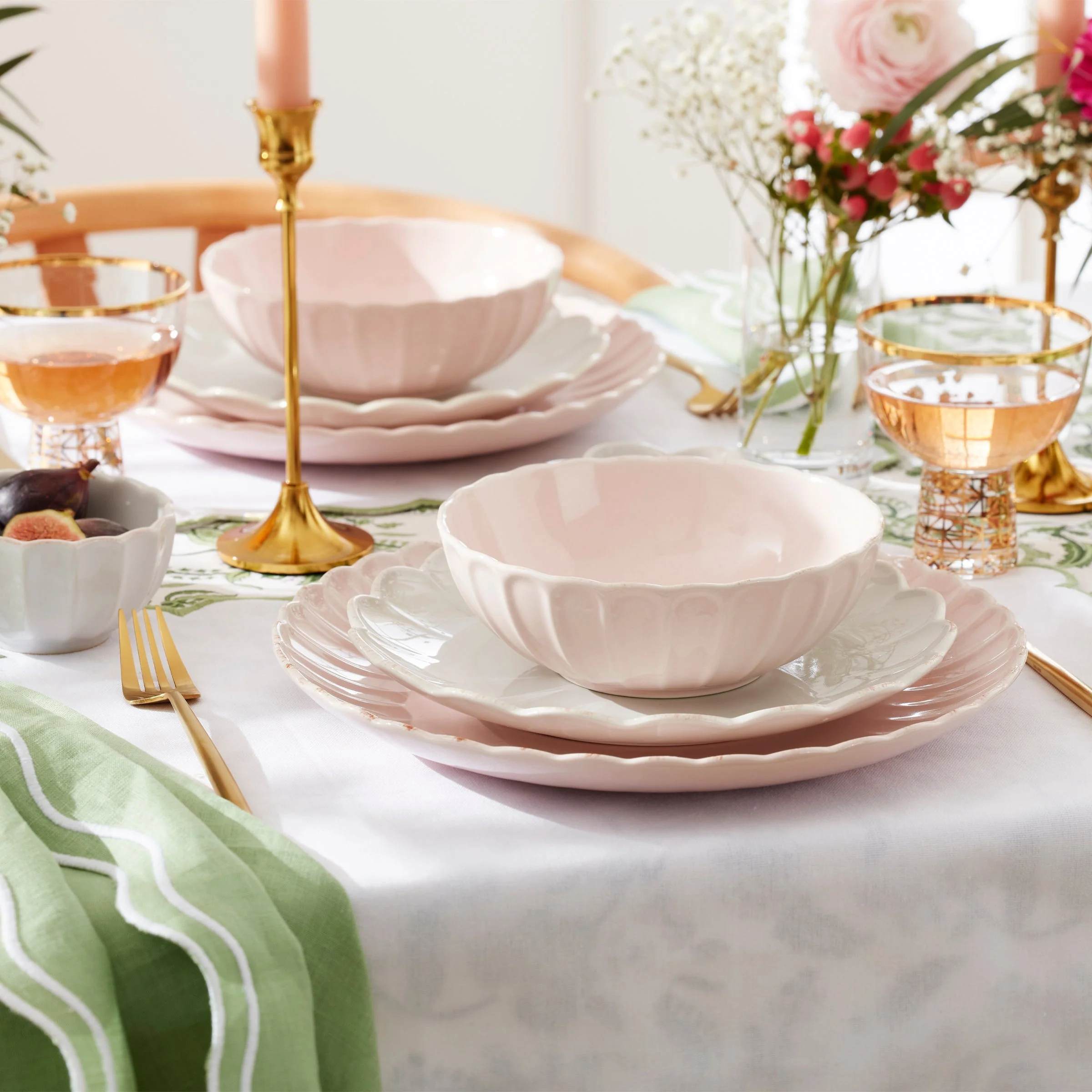 French Perle Scallop White Accent Plates, Set of 4 - Image 4