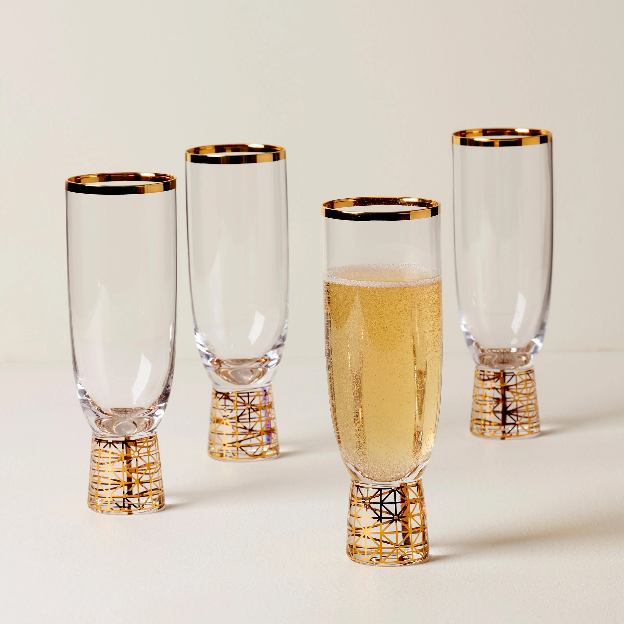 Tuscany Classics Gold Frost Flute Glasses, Set of 4 - Image 2