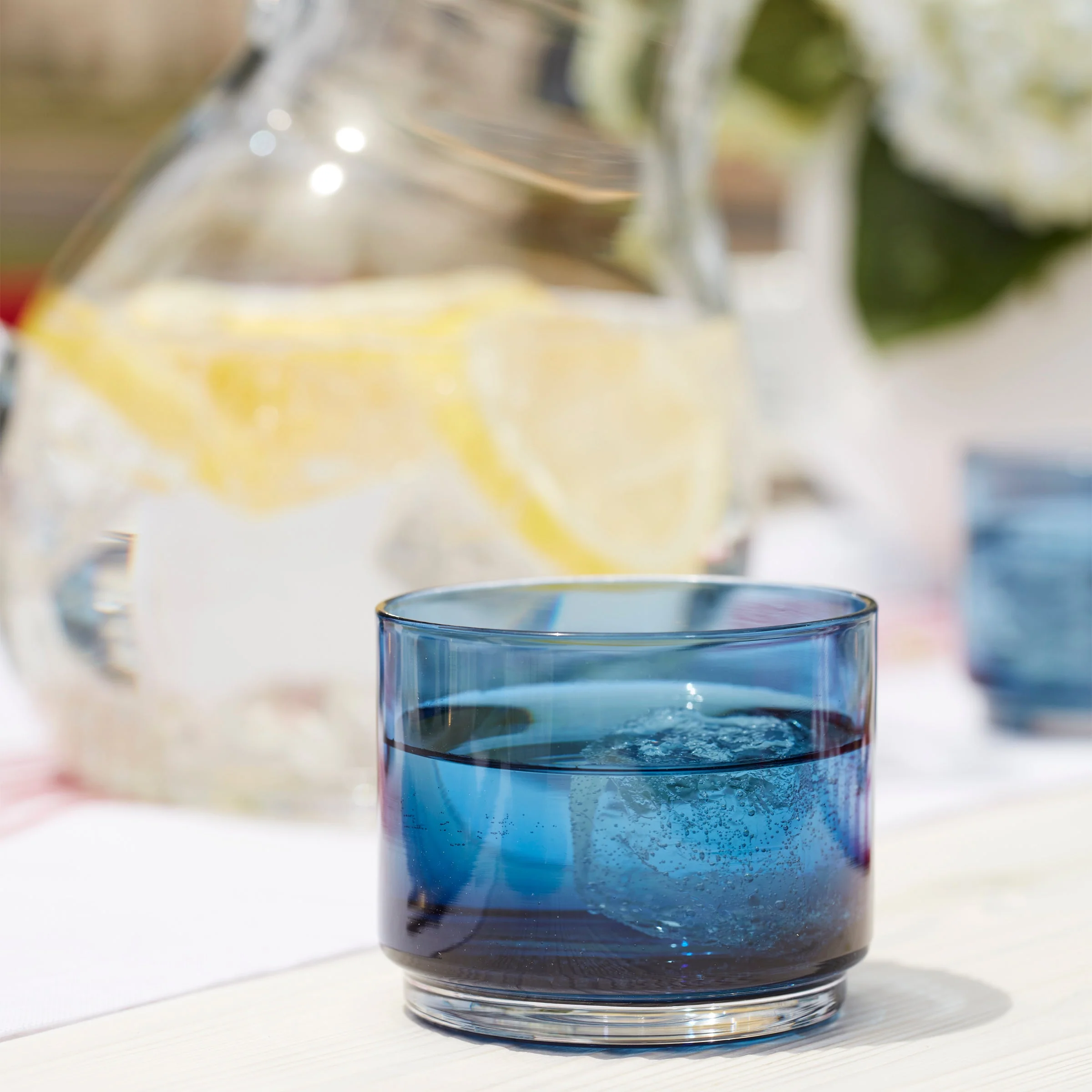 Tuscany Classics Stackable Blue Short Glasses, Set of 4 - Image 3