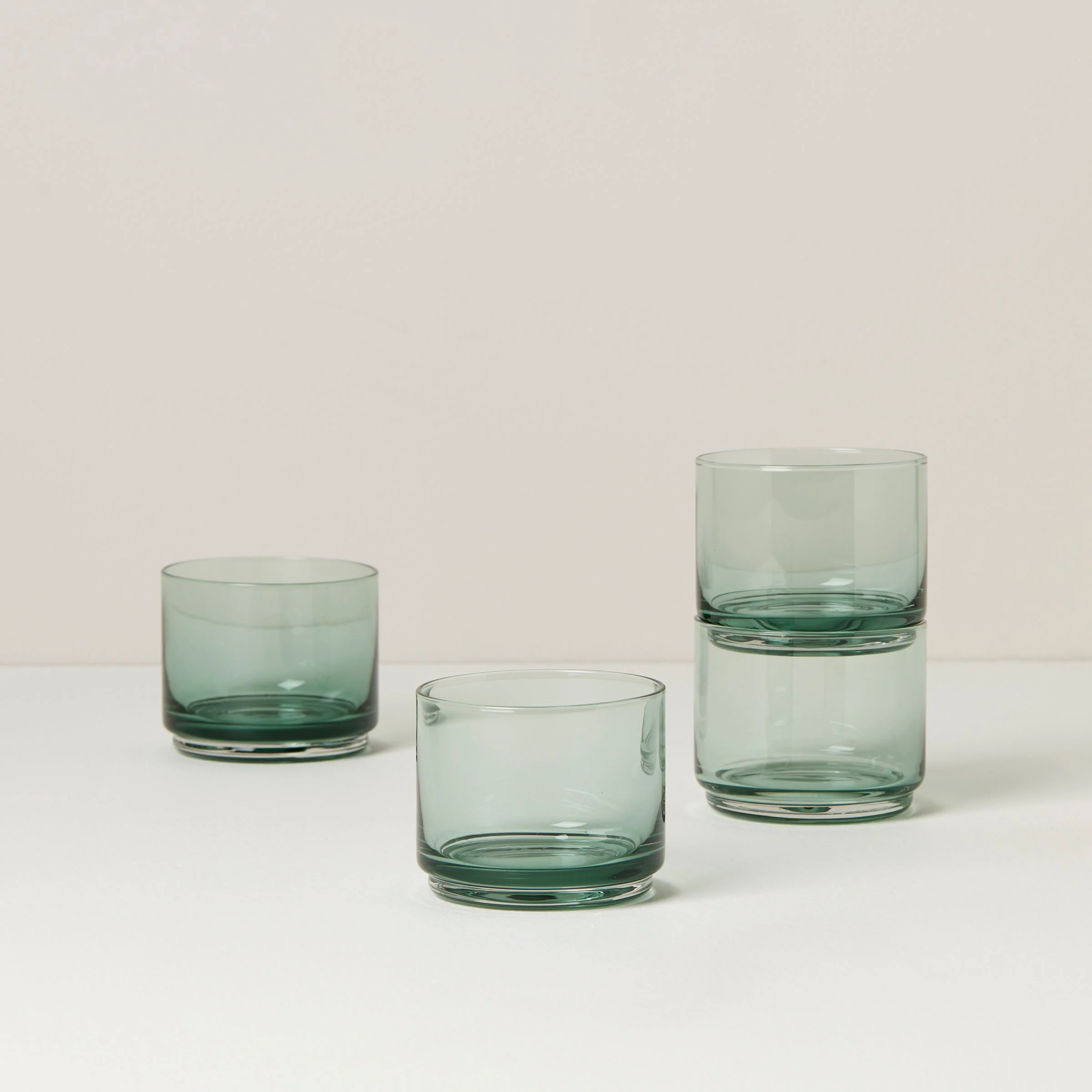 Tuscany Classics Stackable Green Short Glasses, Set of 4