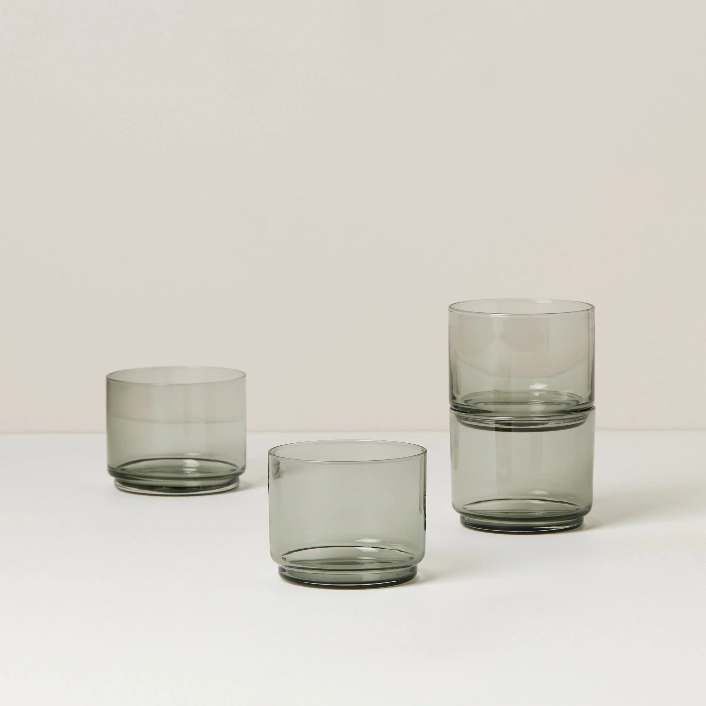 Tuscany Classics Stackable Smoke Short Glasses,  Set of 4