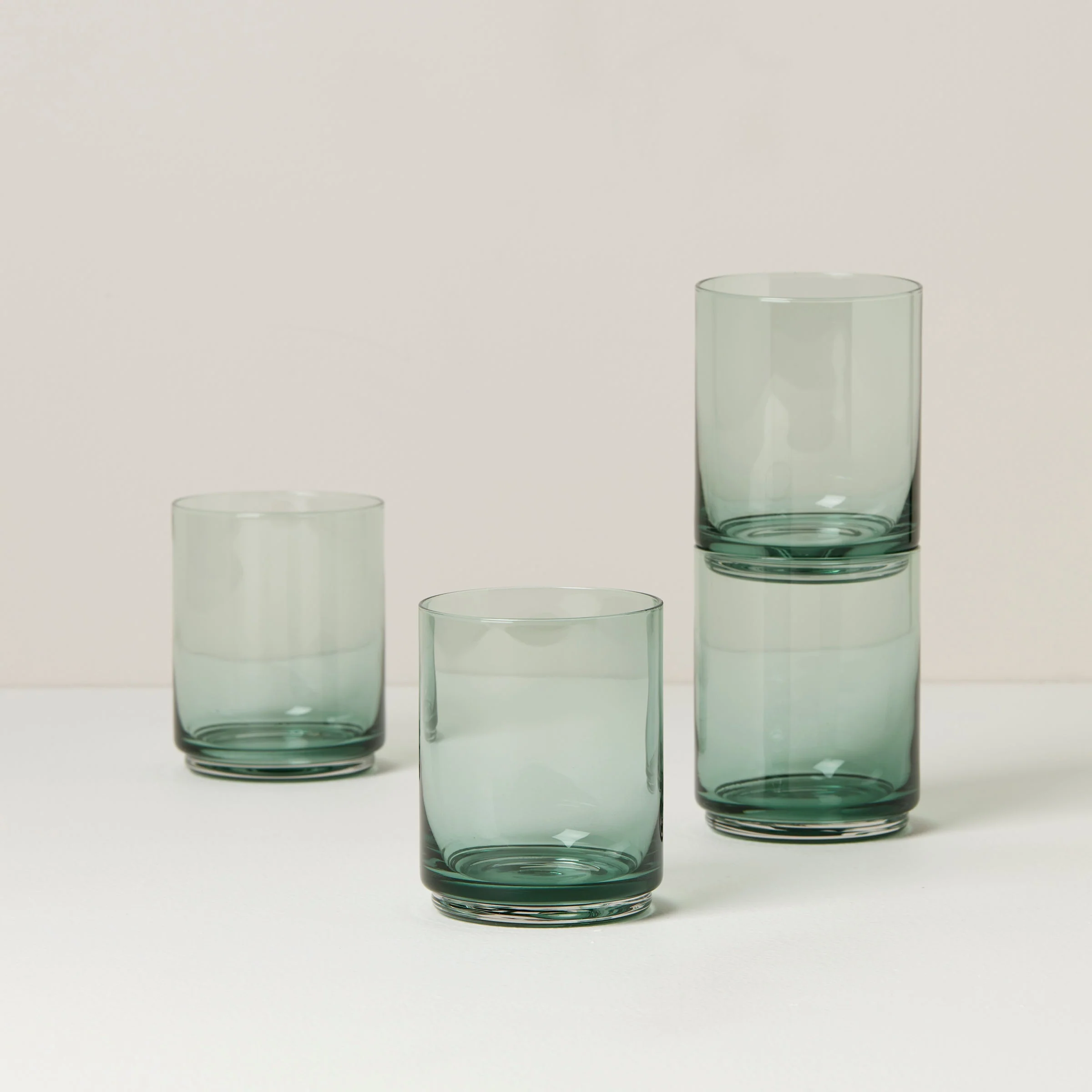 Tuscany Classics Stackable Green Tall Glasses, Set of 4