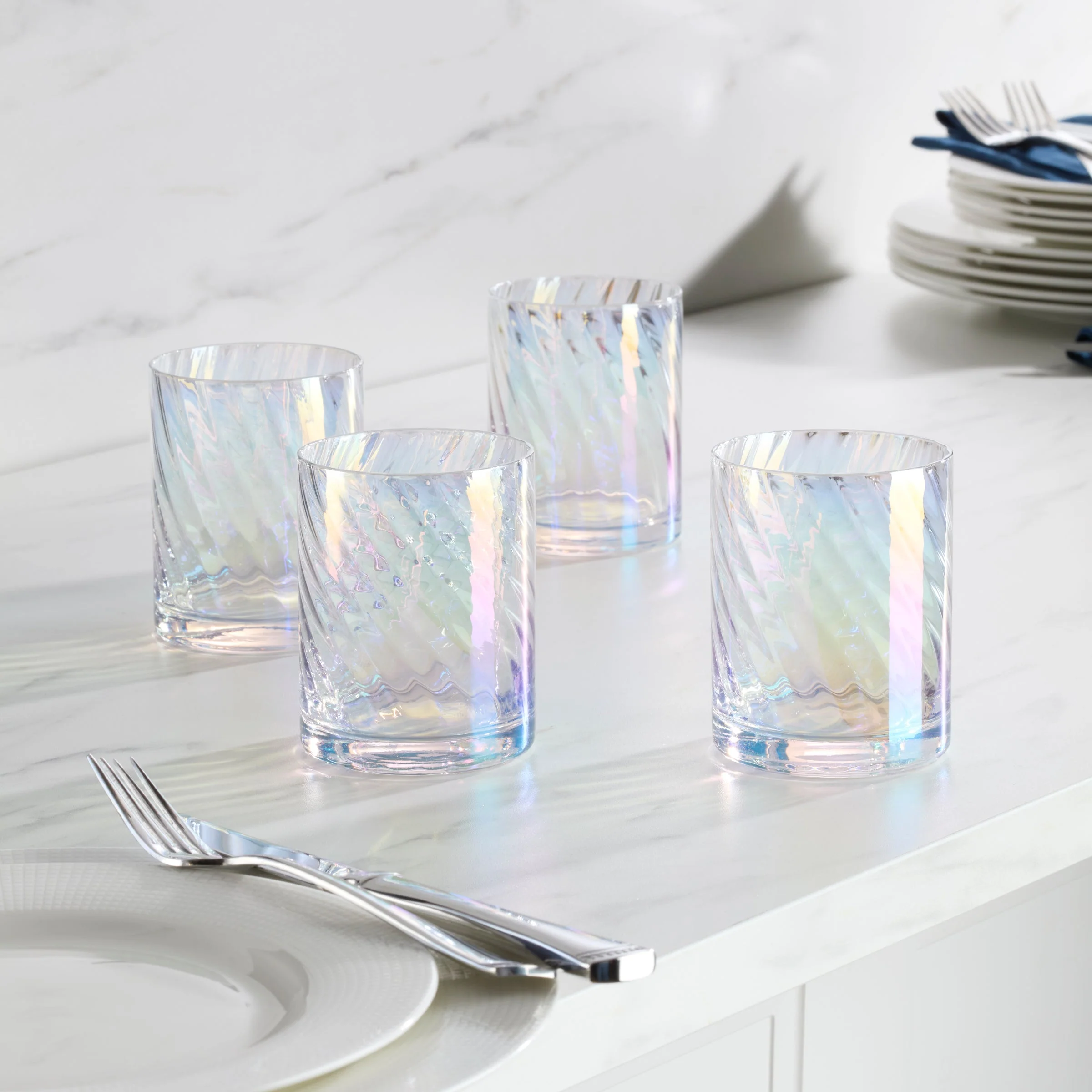 Tuscany Classics Iridescent Double Old Fashion Glasses, Set of 4 - Image 4