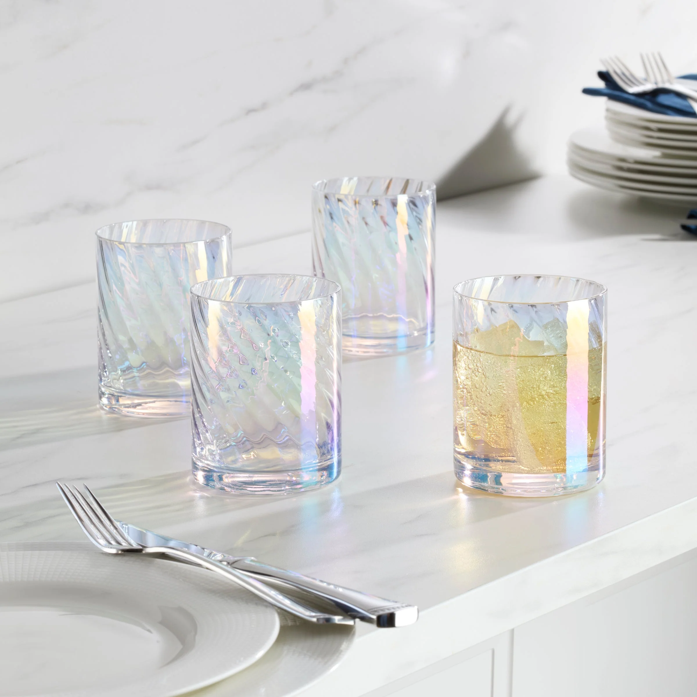 Tuscany Classics Iridescent Double Old Fashion Glasses, Set of 4 - Image 5