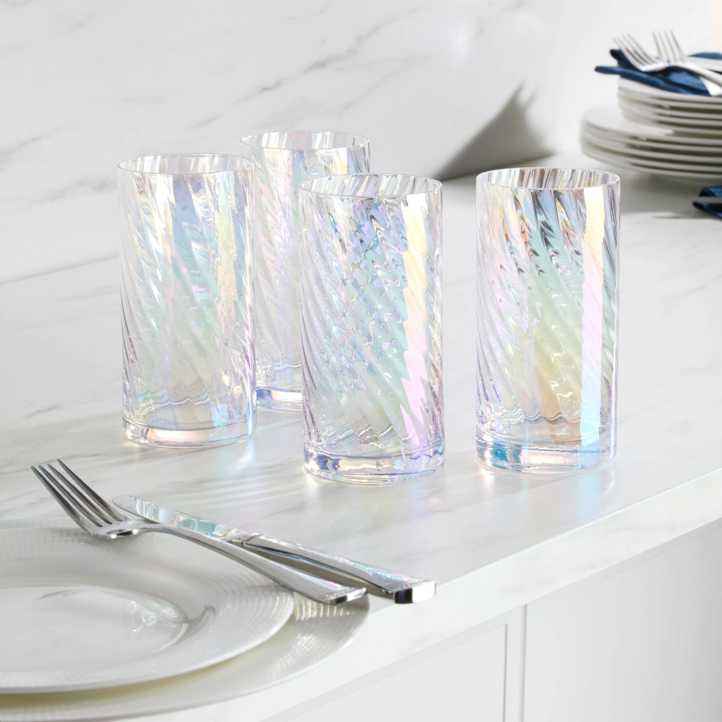 Tuscany Classics Iridescent Highball Glasses, Set of 4 - Image 4