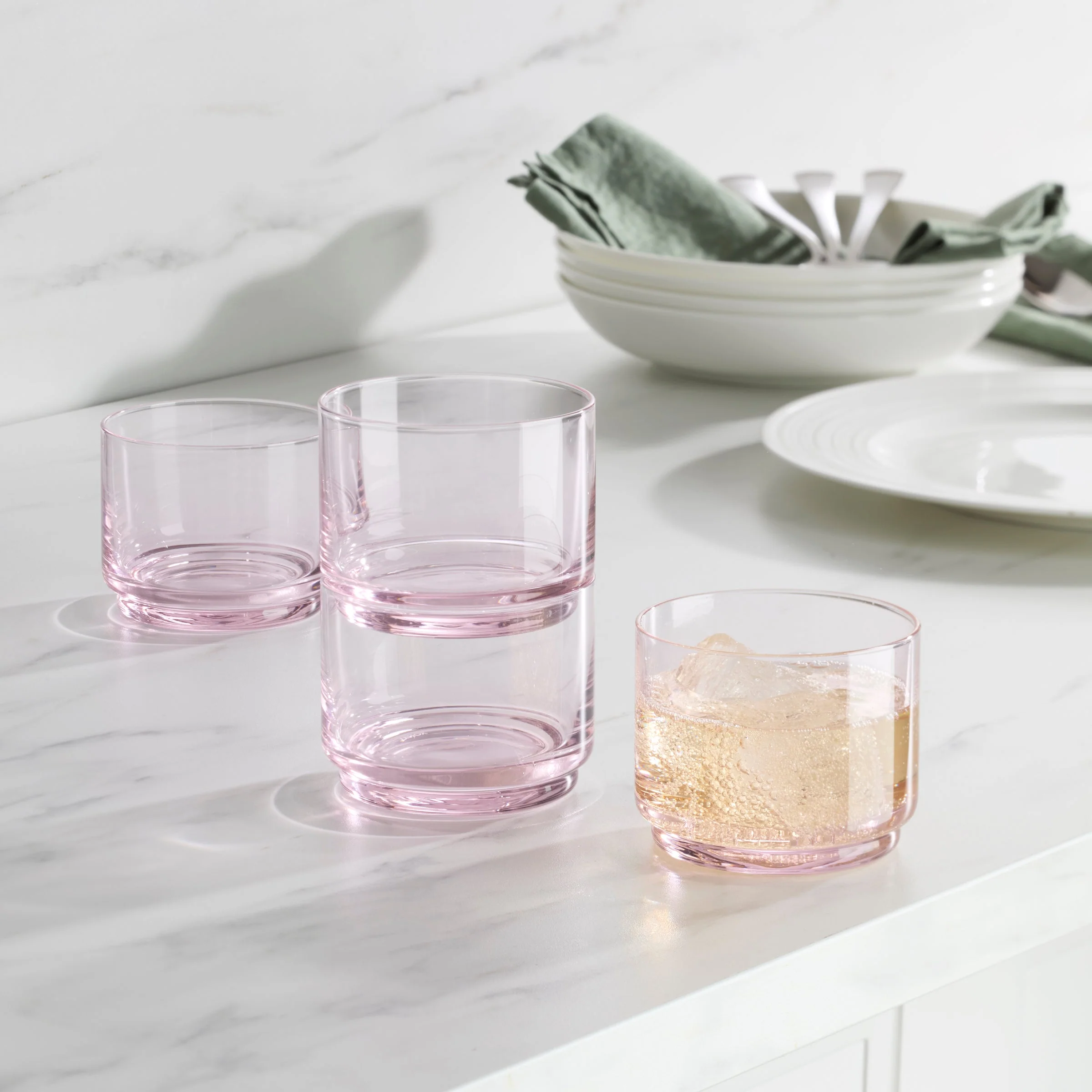 Tuscany Stackable Blush Short Glasses, Set of 4 - Image 3