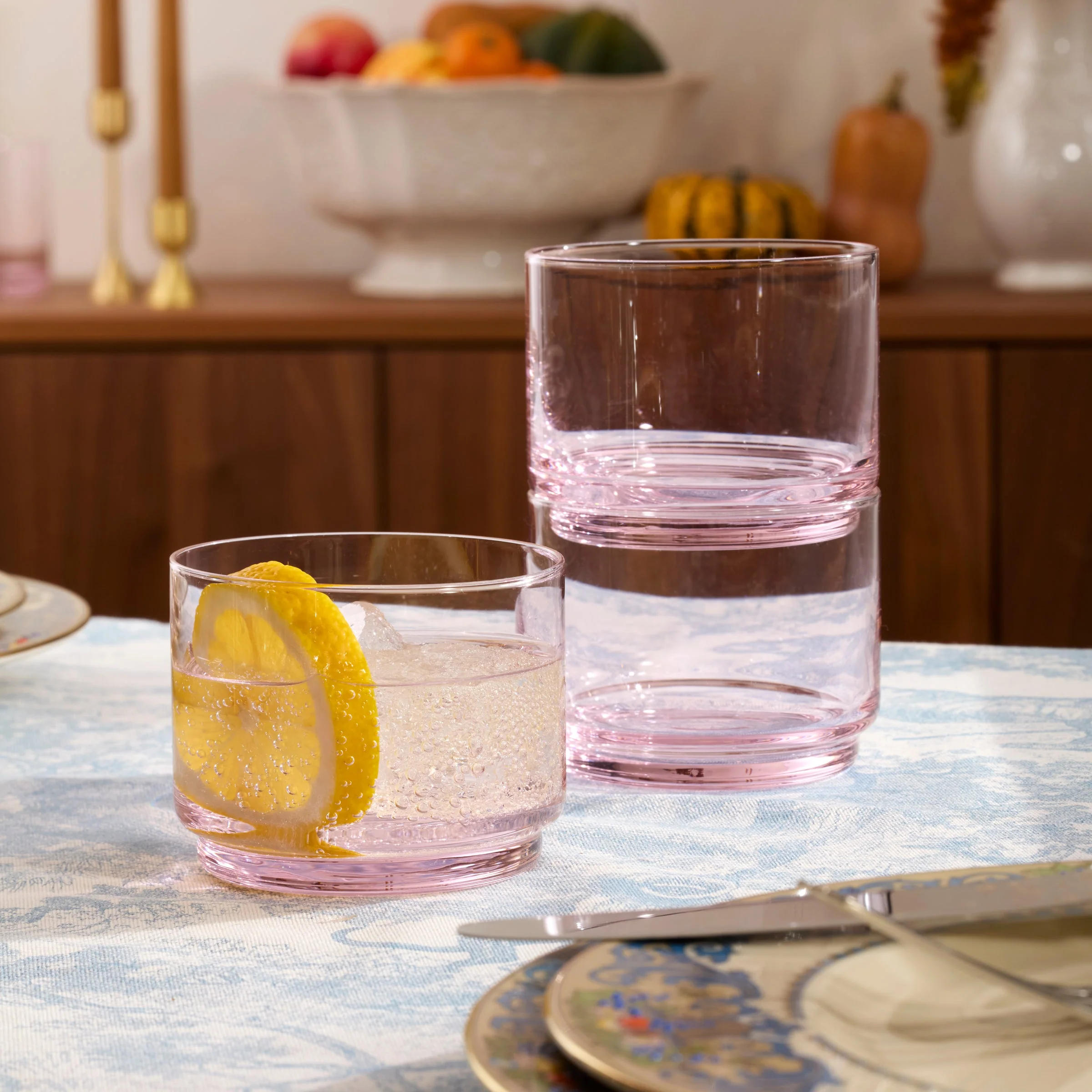 Tuscany Stackable Blush Short Glasses, Set of 4 - Image 4