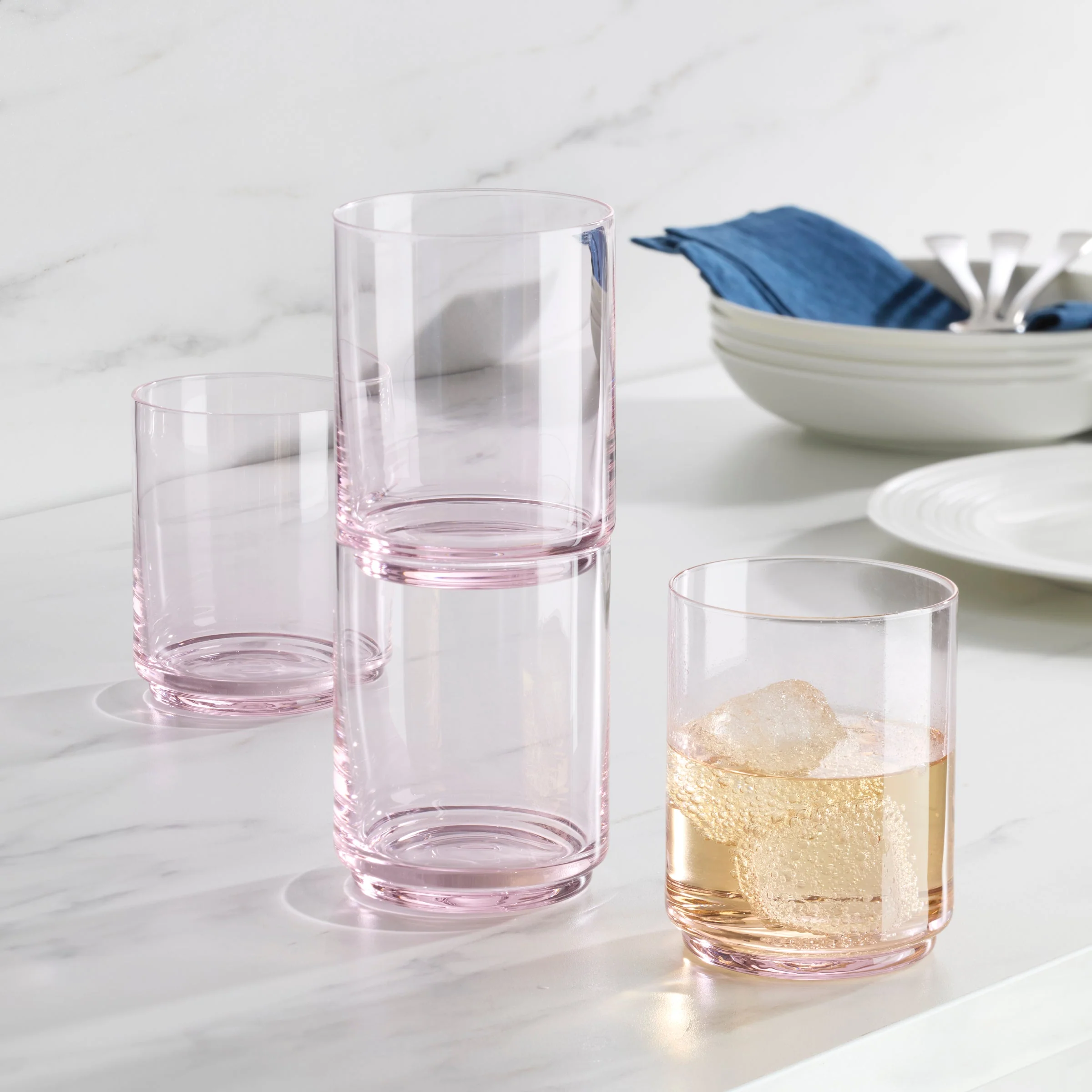 Tuscany Stackable Blush Tall Glasses, Set of 4 - Image 6
