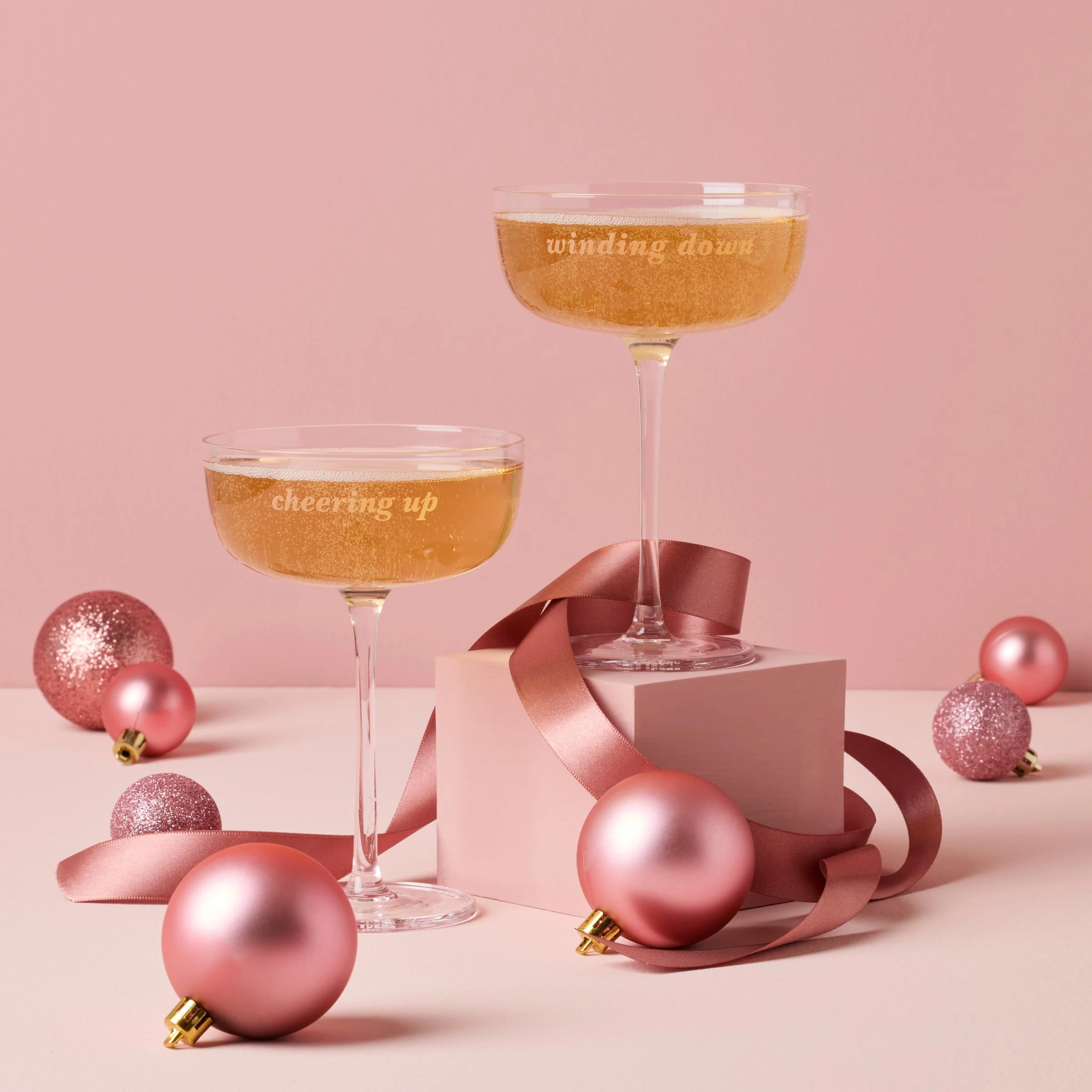 Winding Down & Cheering Up Coupe Glasses, Set of 2 - Image 2